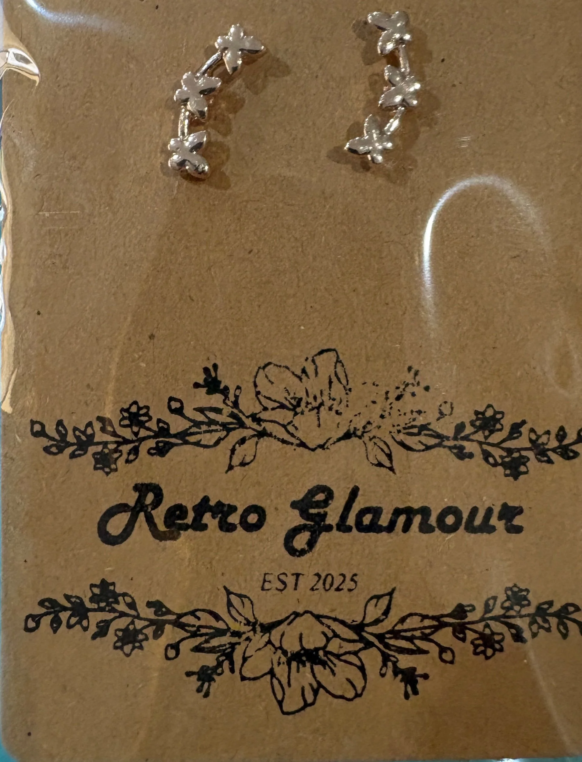 Gold Small Butterfly Drop Stud Earrings