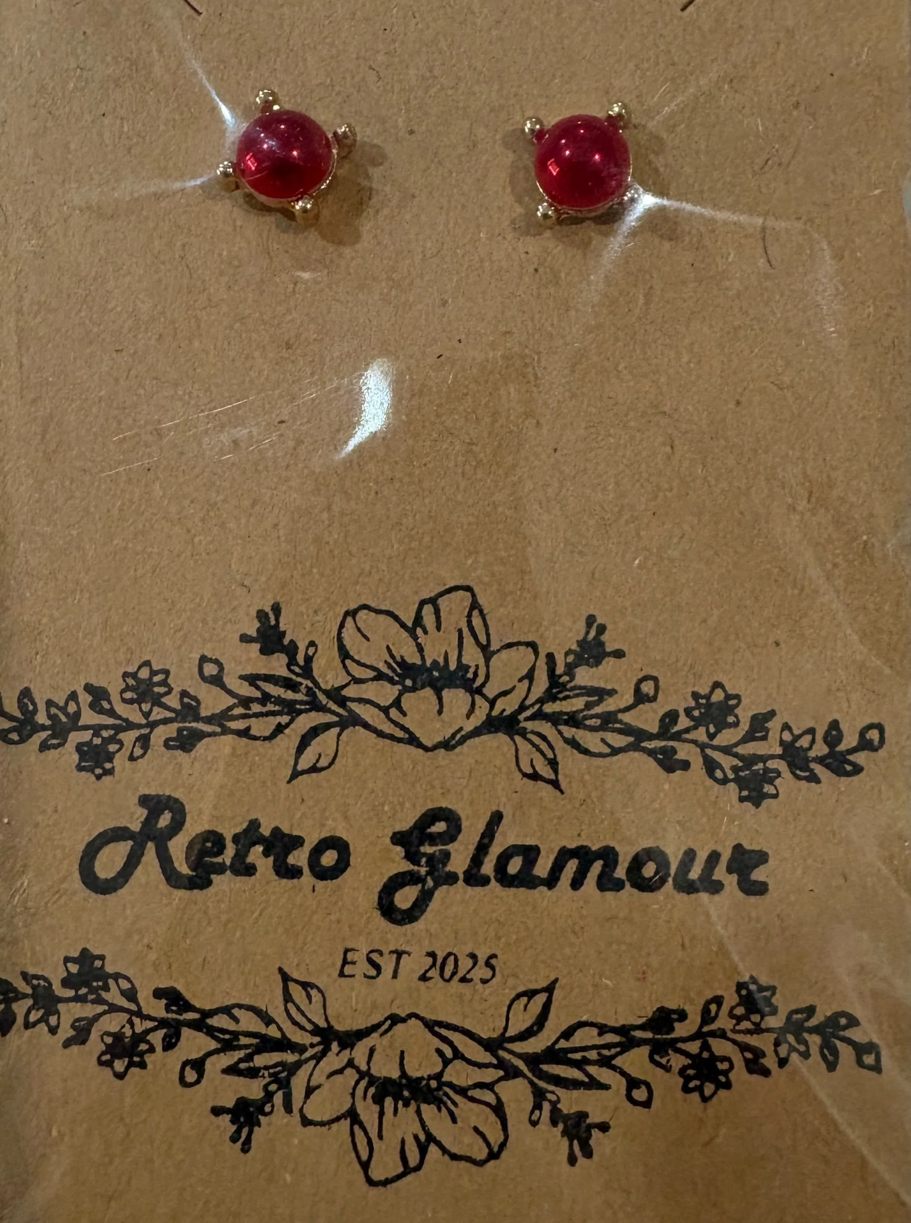 Red & Gold Stud Earrings