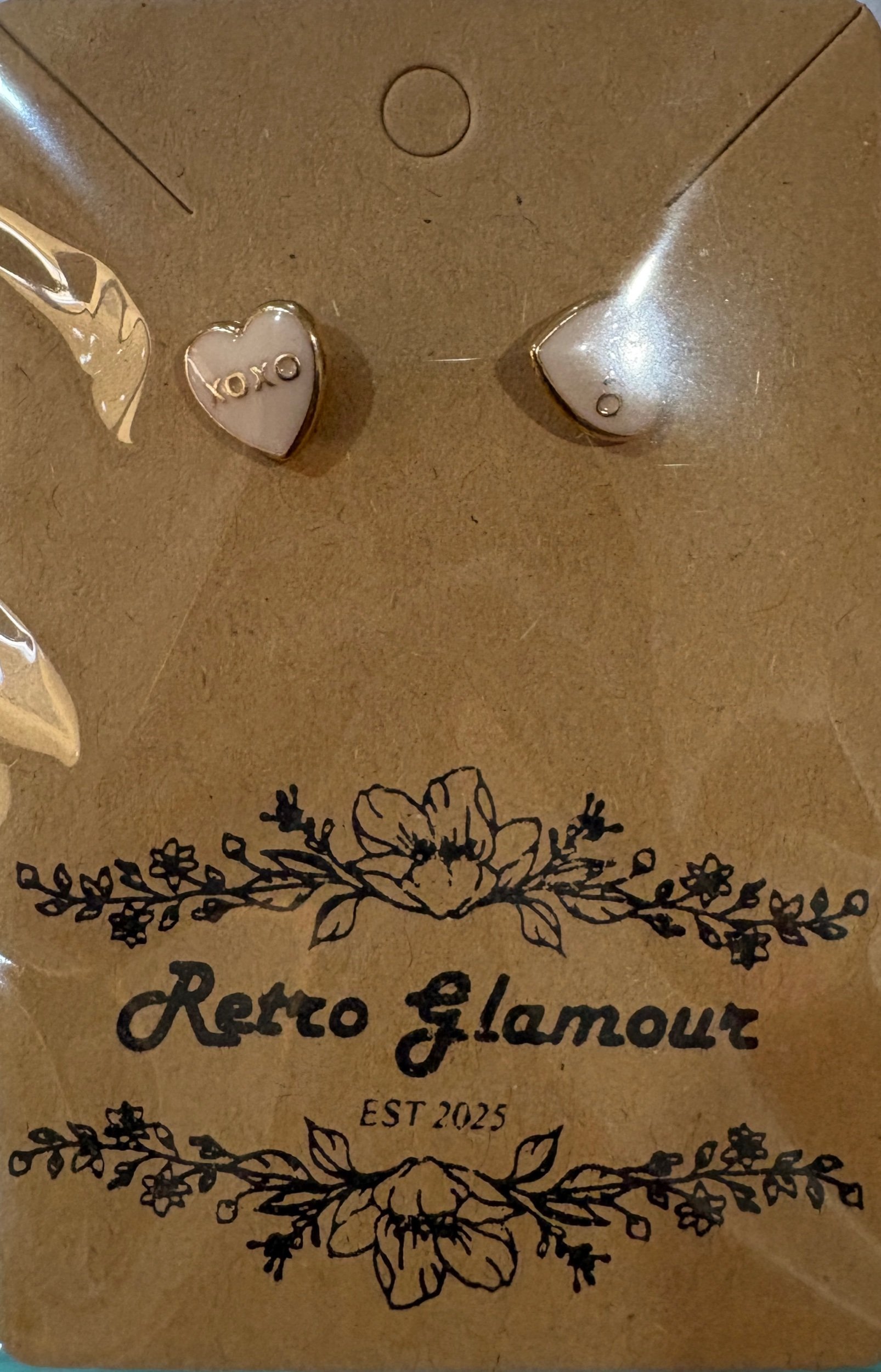 Pink Heart " XOXO" stud Earrings