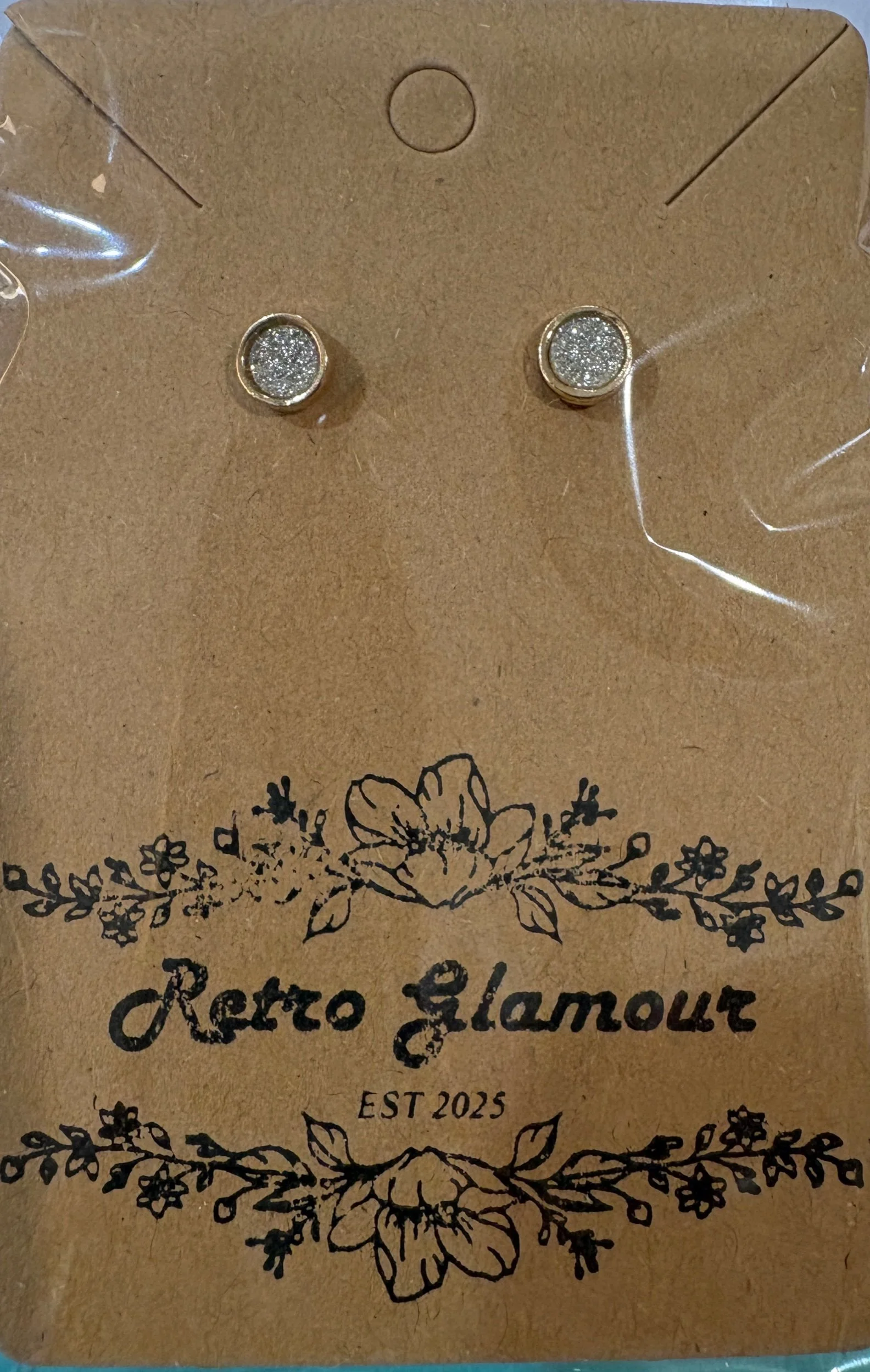 Medium Sparkle Bezel Set Stud Earrings