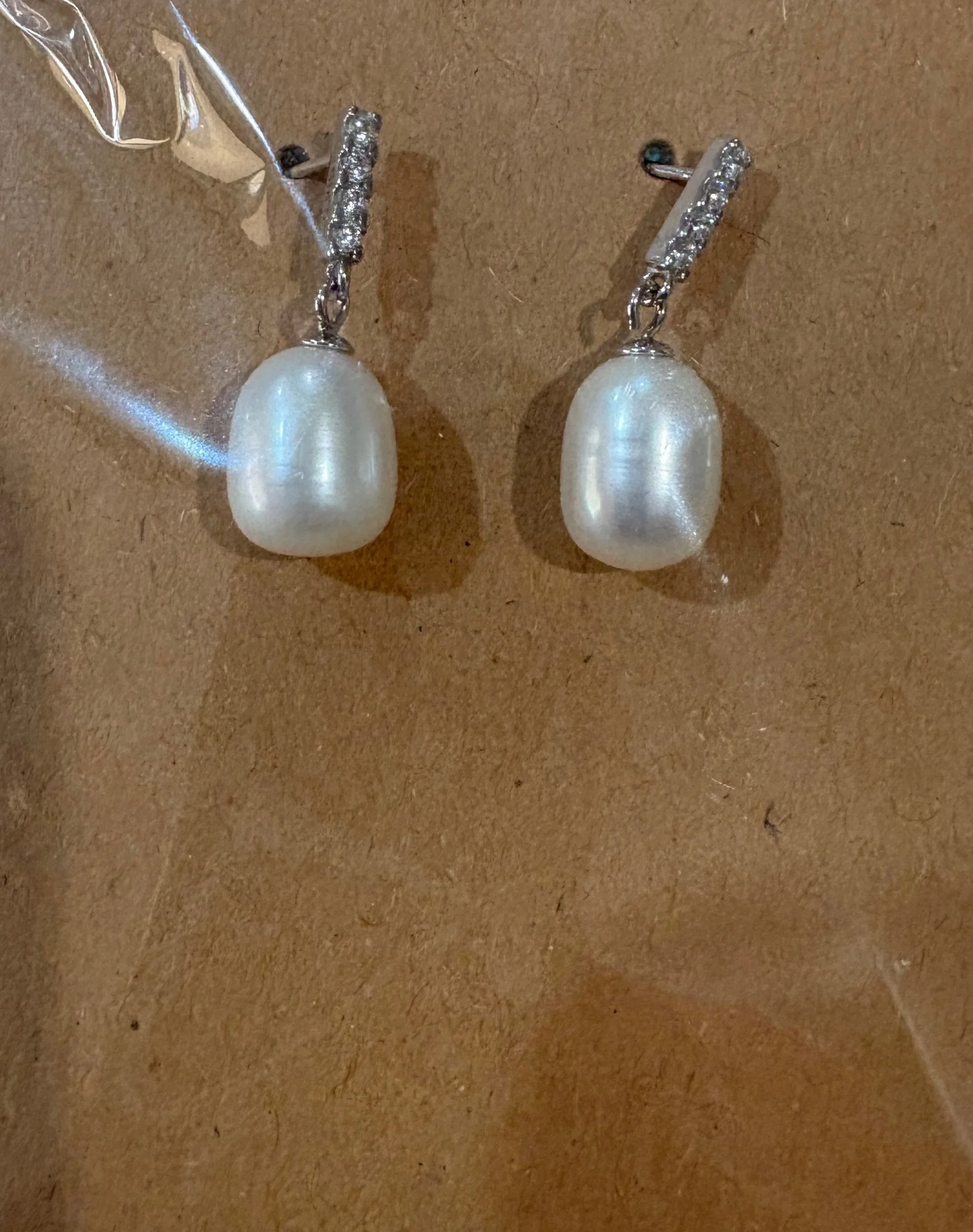 Silver Pearl Drop Earrings