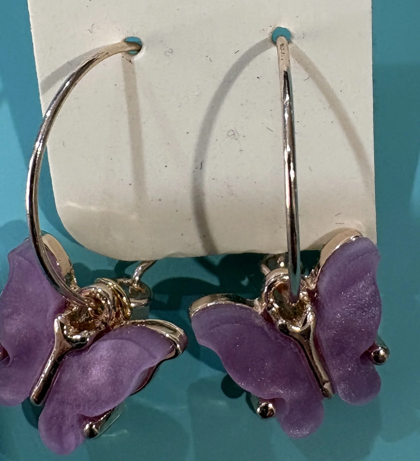 Purple Butterfly Hoop Earrings