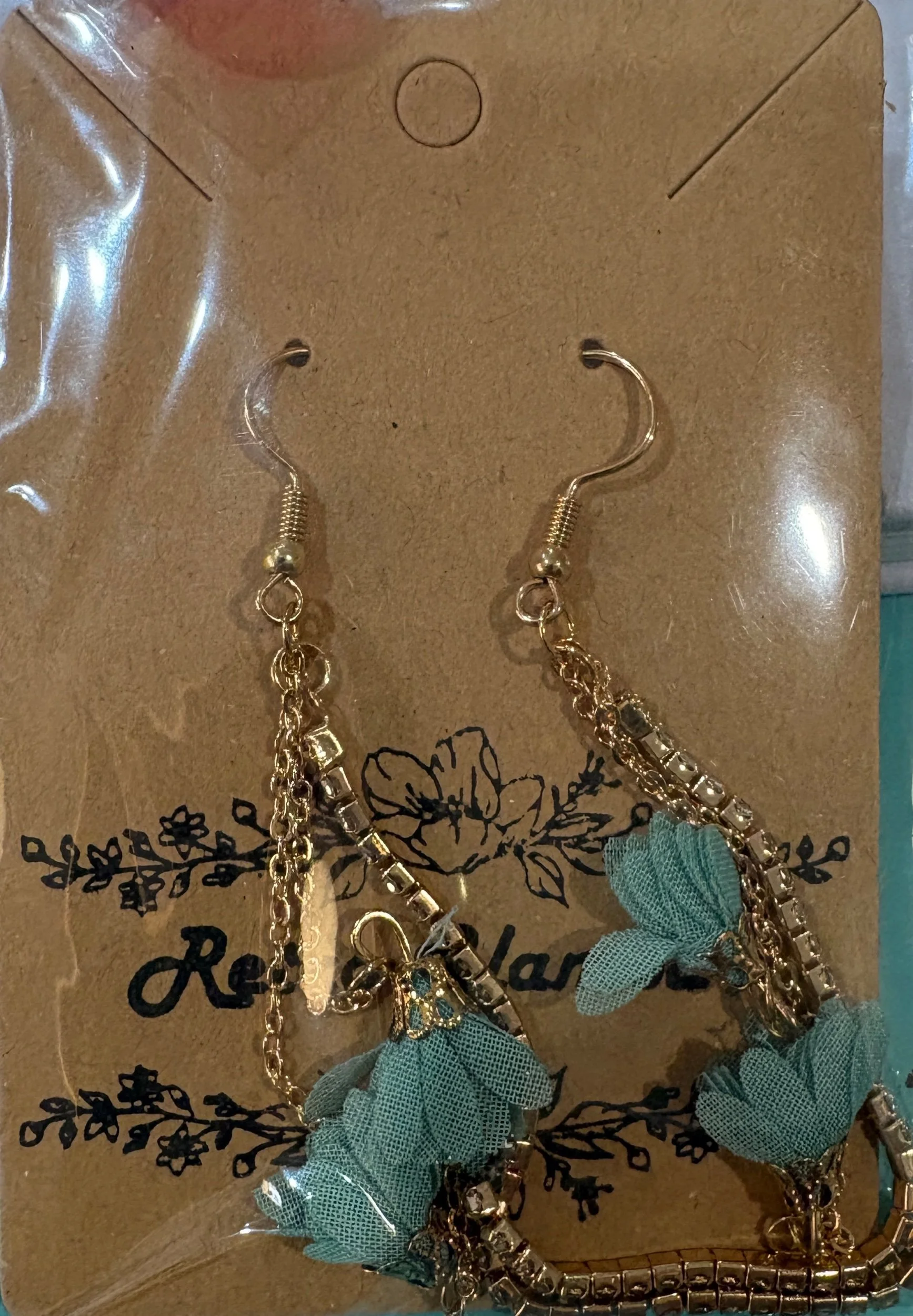 Triple Strand Chain Flower Earrings