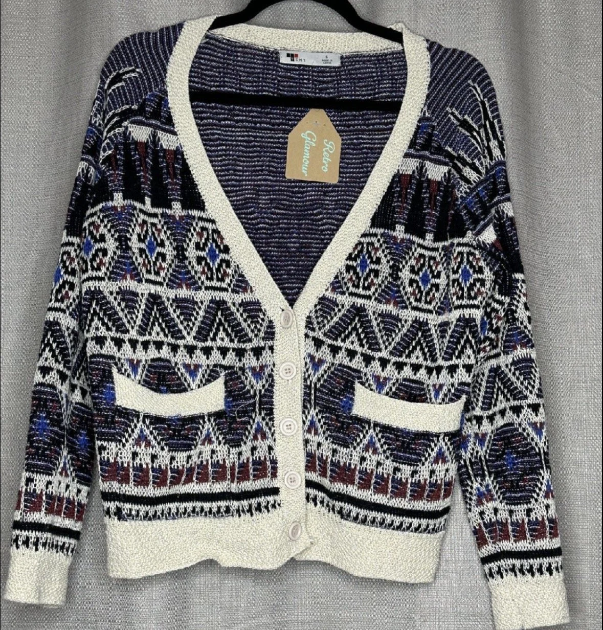 Aztec Printed Cardigan - Casual Boho (Size S)