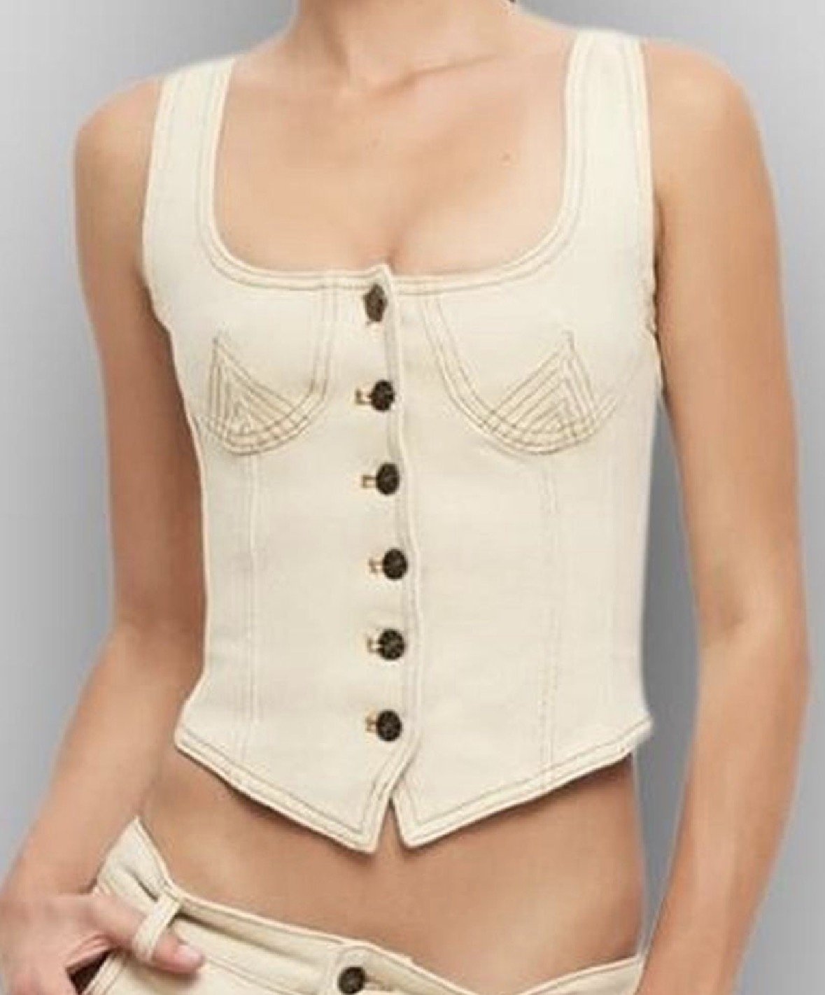 'Lioness' Yellow Denim Corset Top - Casual ( Size S )