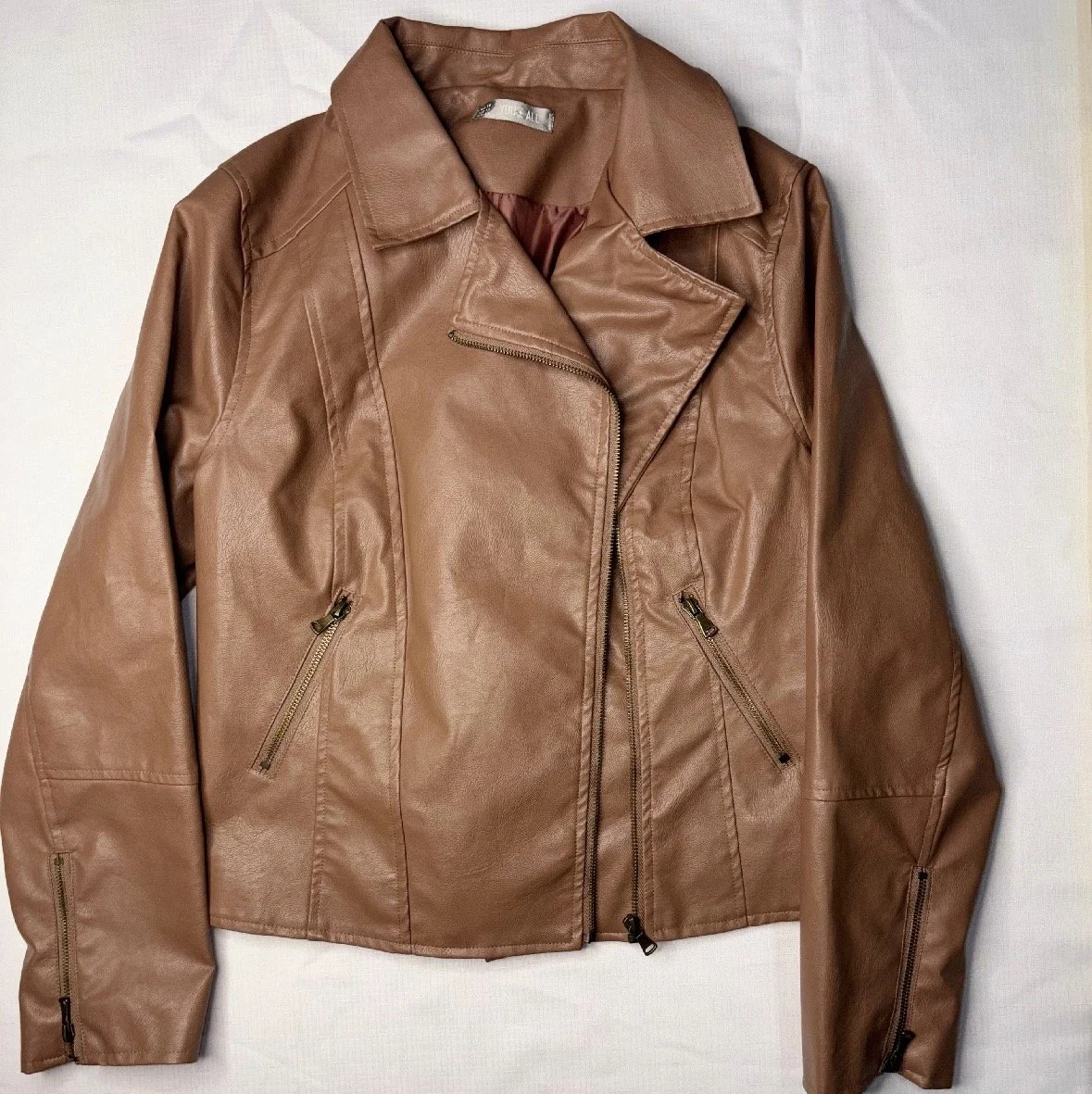 'You + All' Tan Leather  Look Jacket - Vintage Casual -(Size 16)