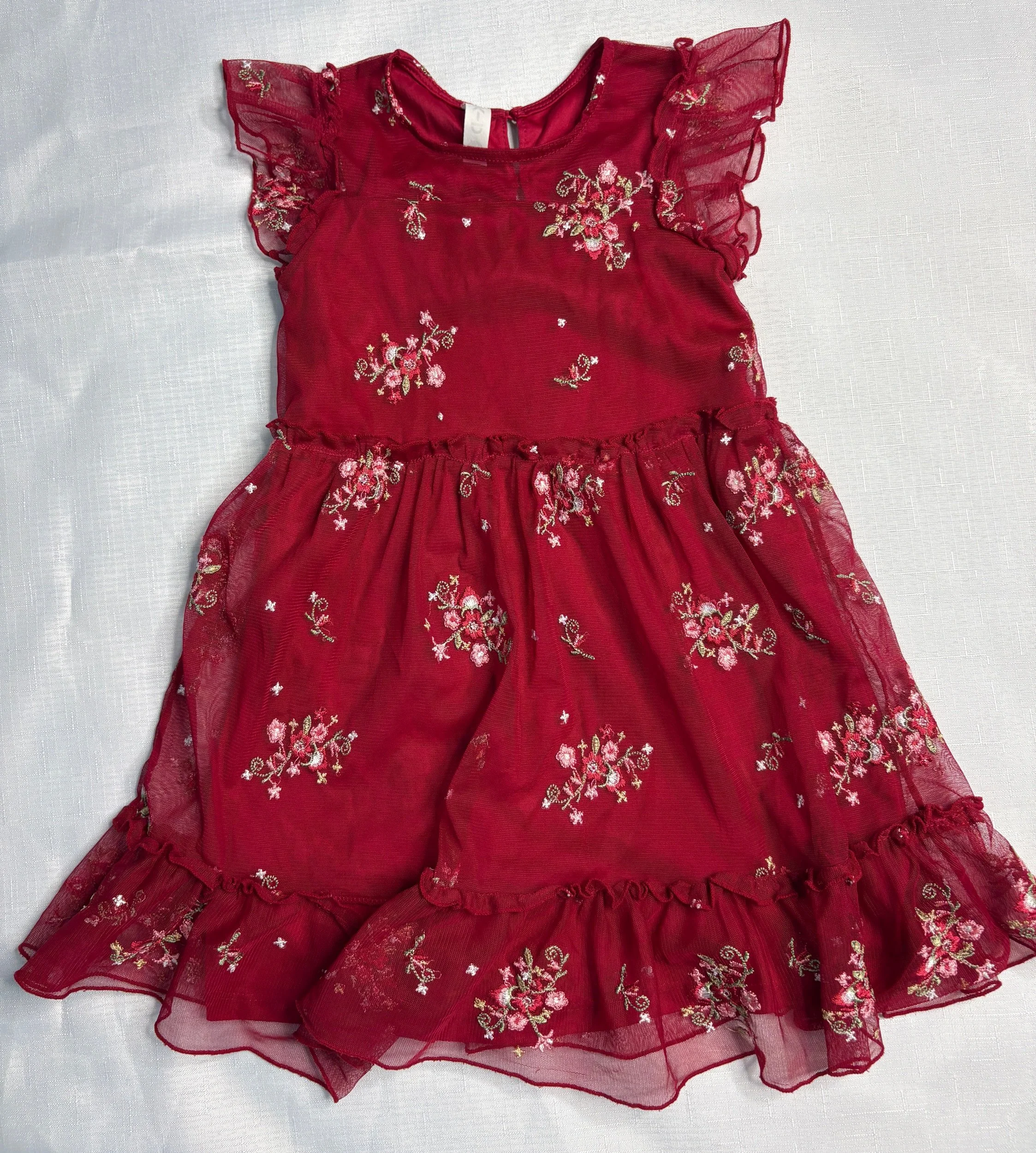 Toddler Burgundy  Red Floral Formal Dress - Smart Casual (Size 4 )