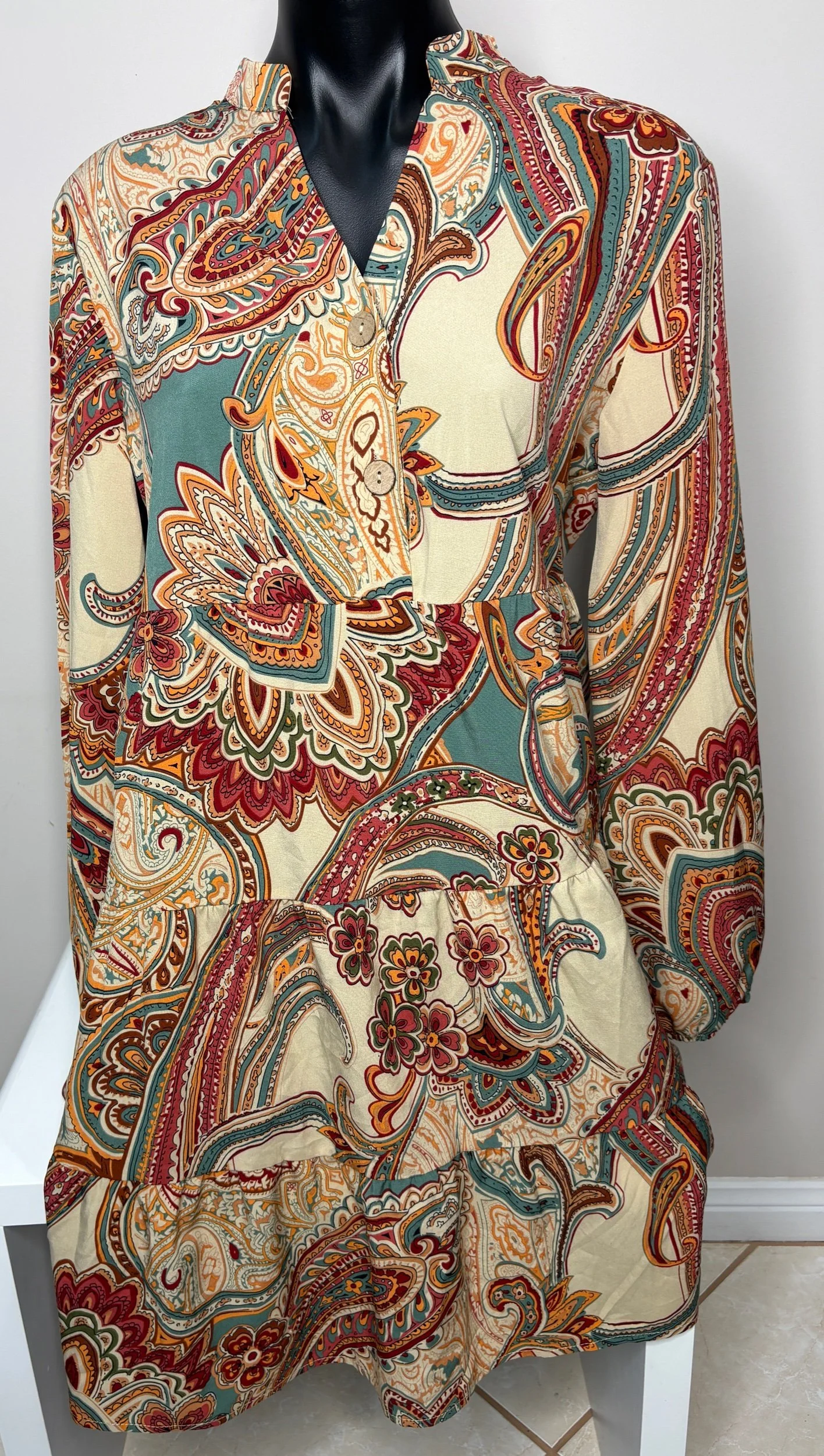 Boho Aztec Patterned Dress - Casual- (Size 16)