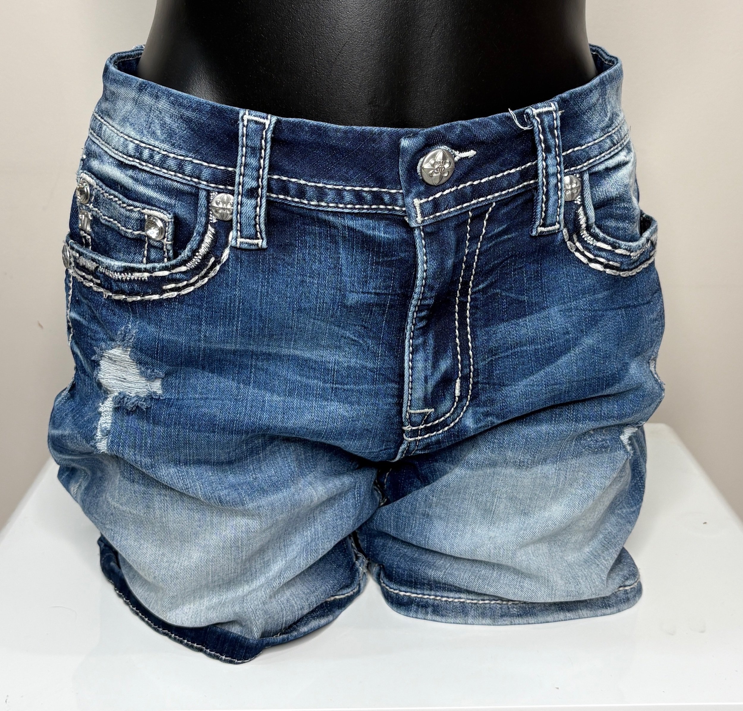 Miss Me Y2K Denim Shorts - Chic Smart Casual -(Size 30)