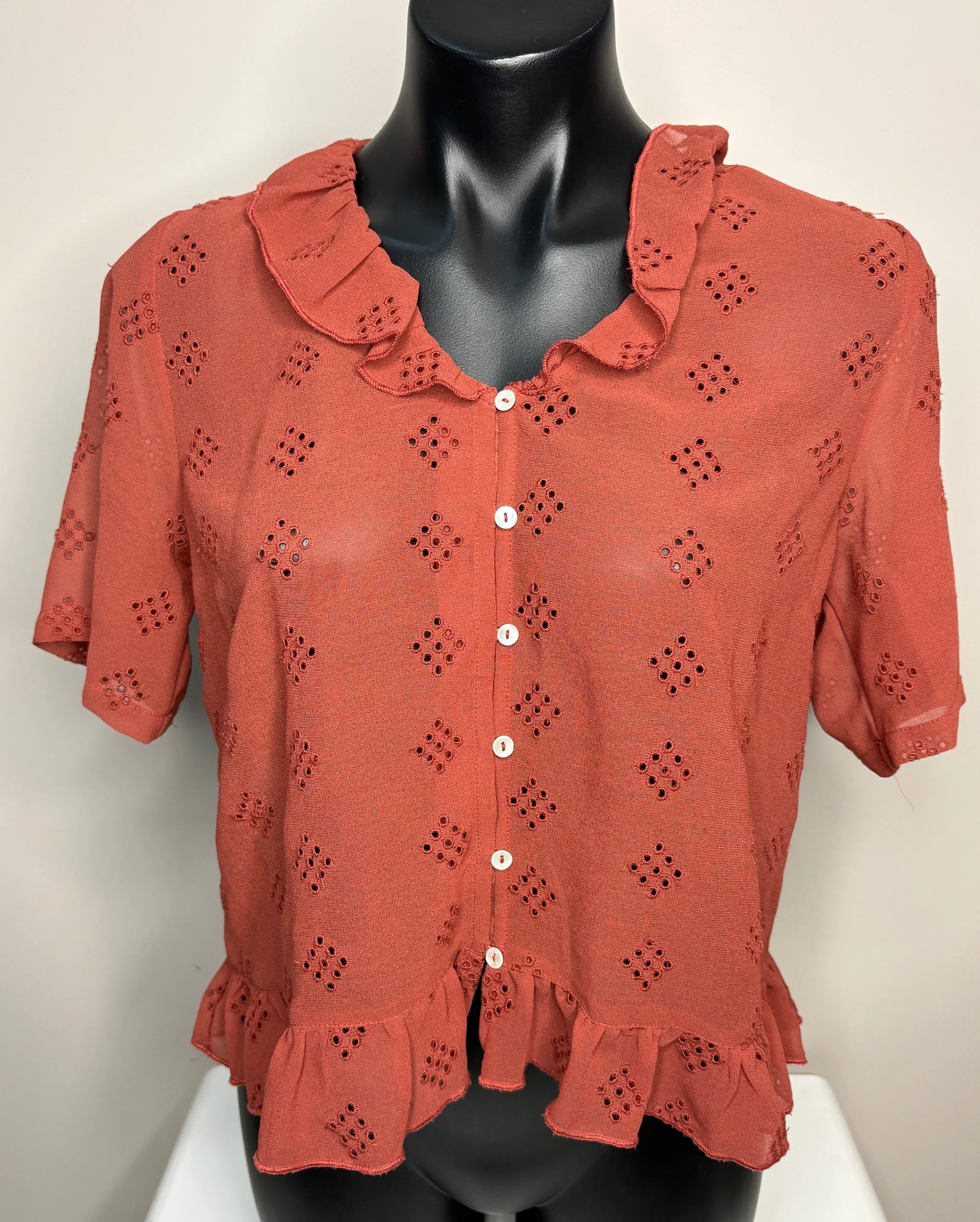 Mast & Harbour Button Up Rust Top - Smart Casual (Size M)