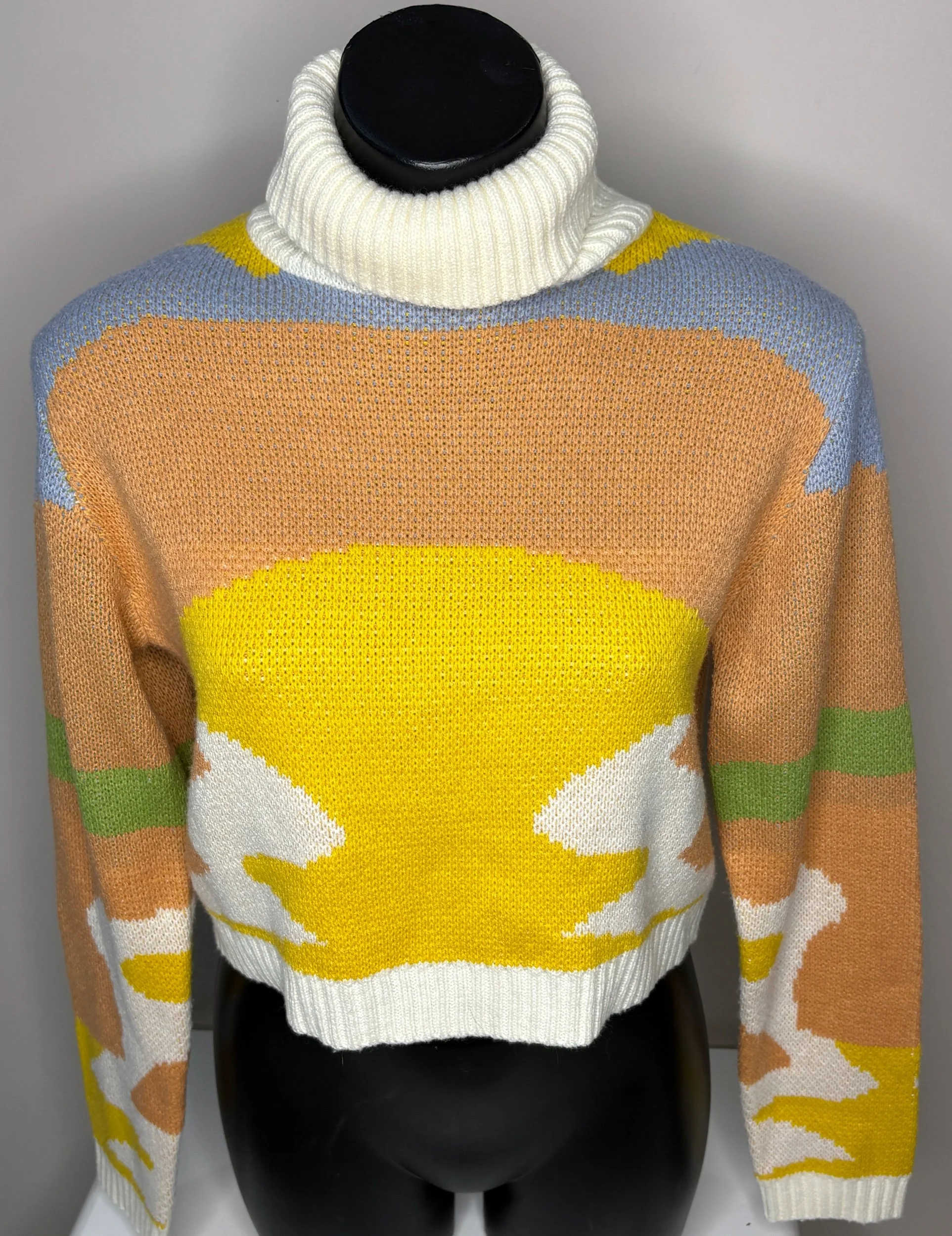 Colourful crop Turtle Neck Knitted Jumper- Smart Casual- (Size M)