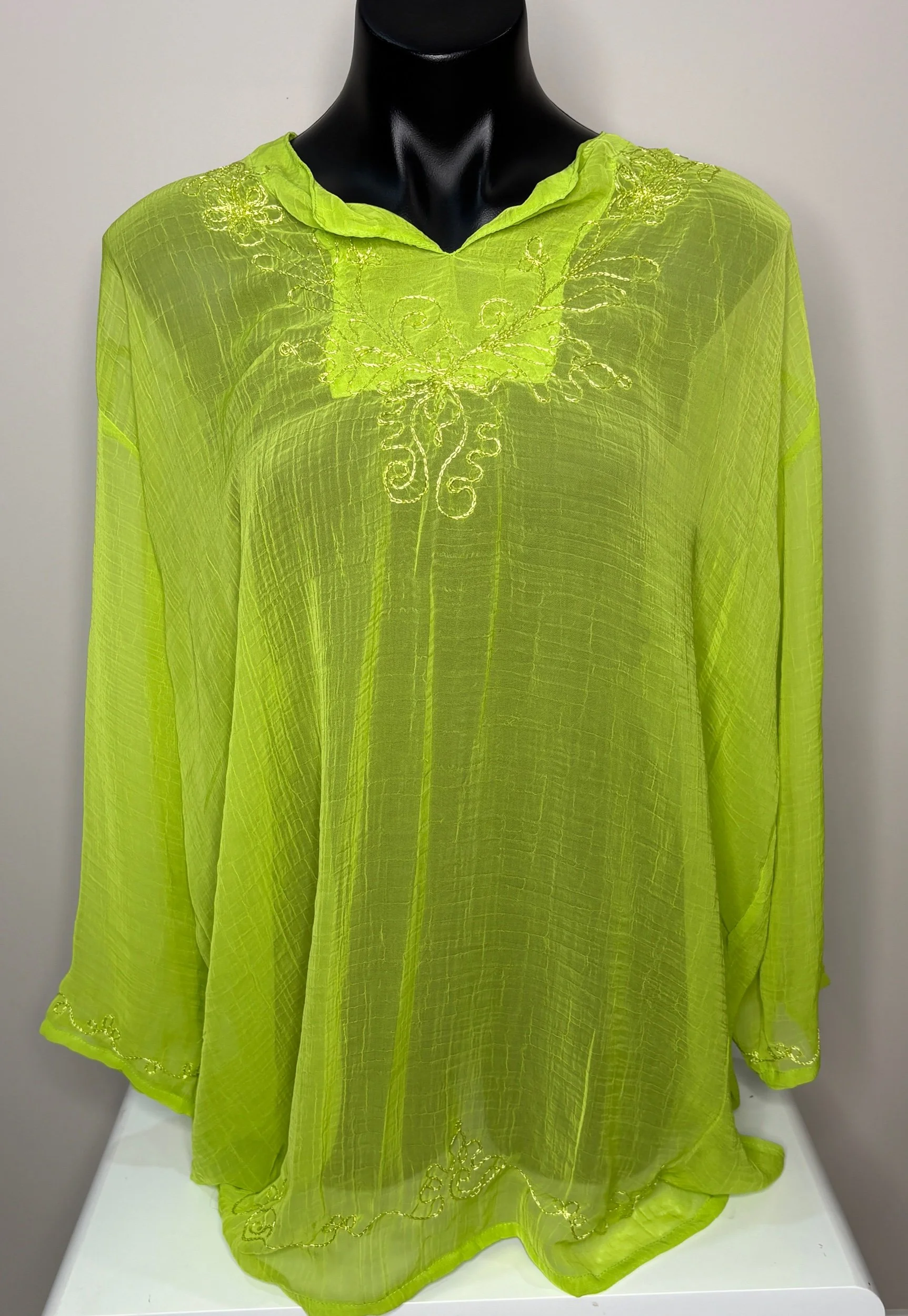 Plus Size Green Embroidered Fine Coverall - Casual (Size XXL)