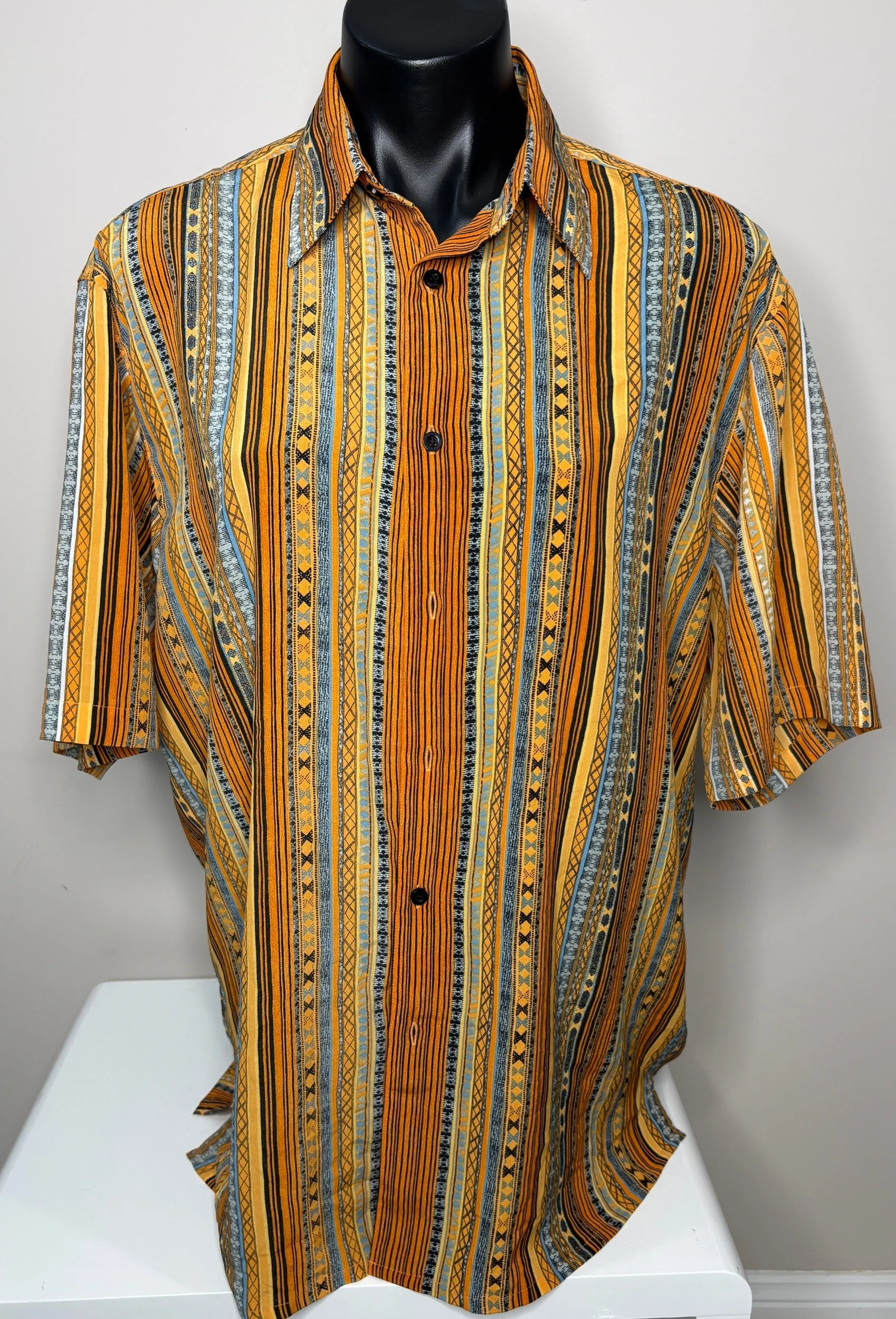 Login Bright Striped Button Up Shirt - Smart Casual-(Size L)