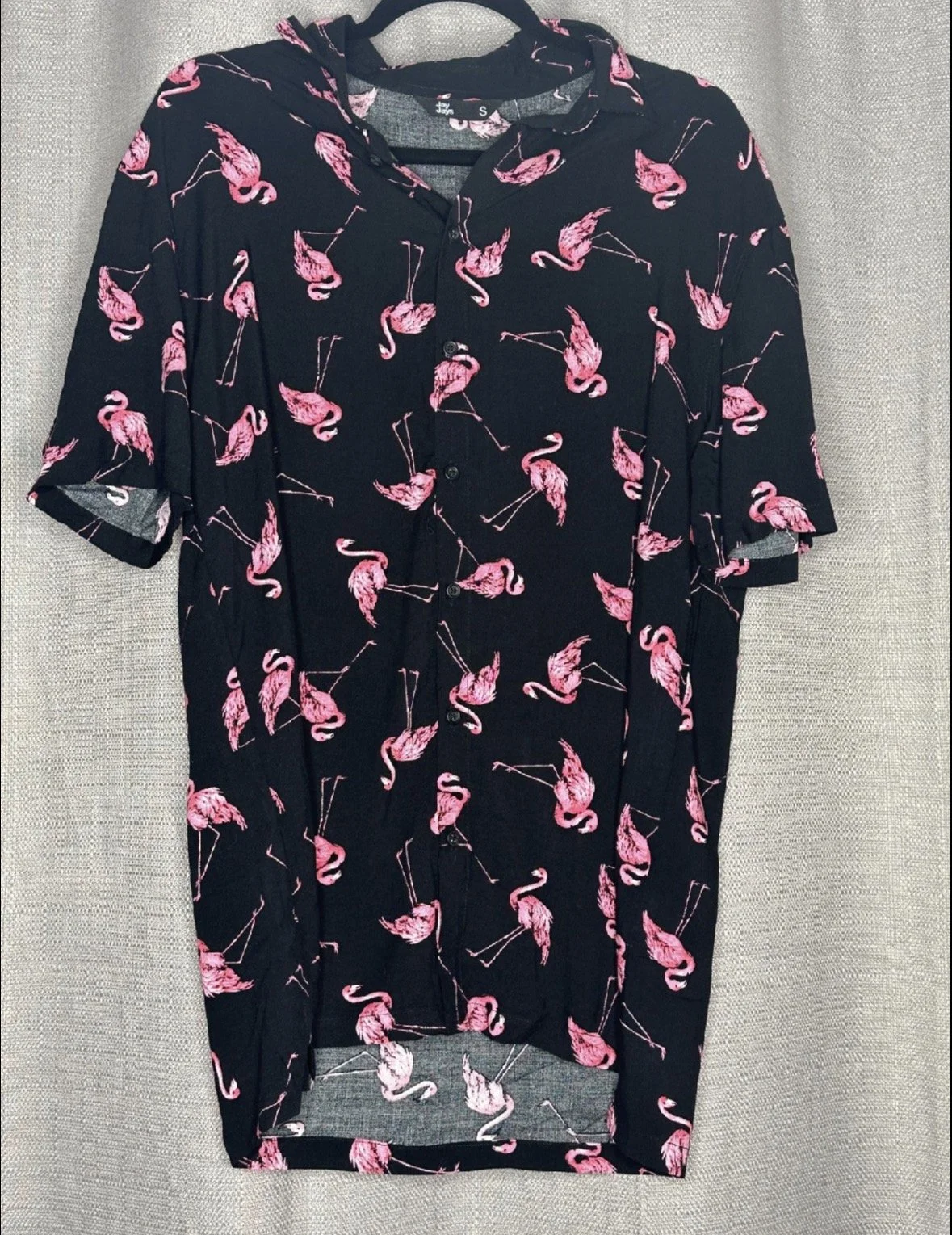 'Jay Jays' Flamingo Print Button Up Shirt (Size S)