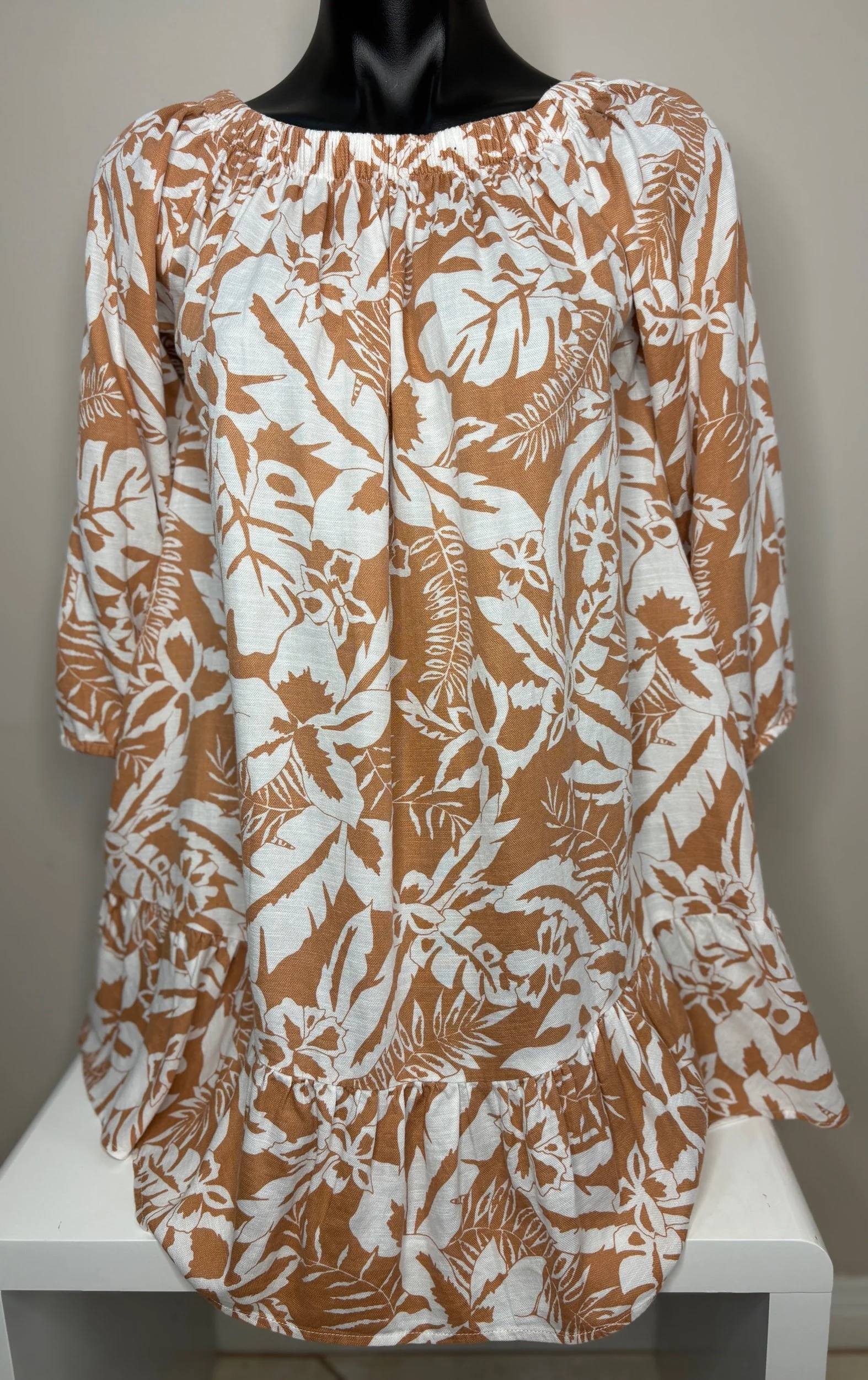 SEED Heritage Natural Floral Print Linen Dress with Pockets (SIze 8)