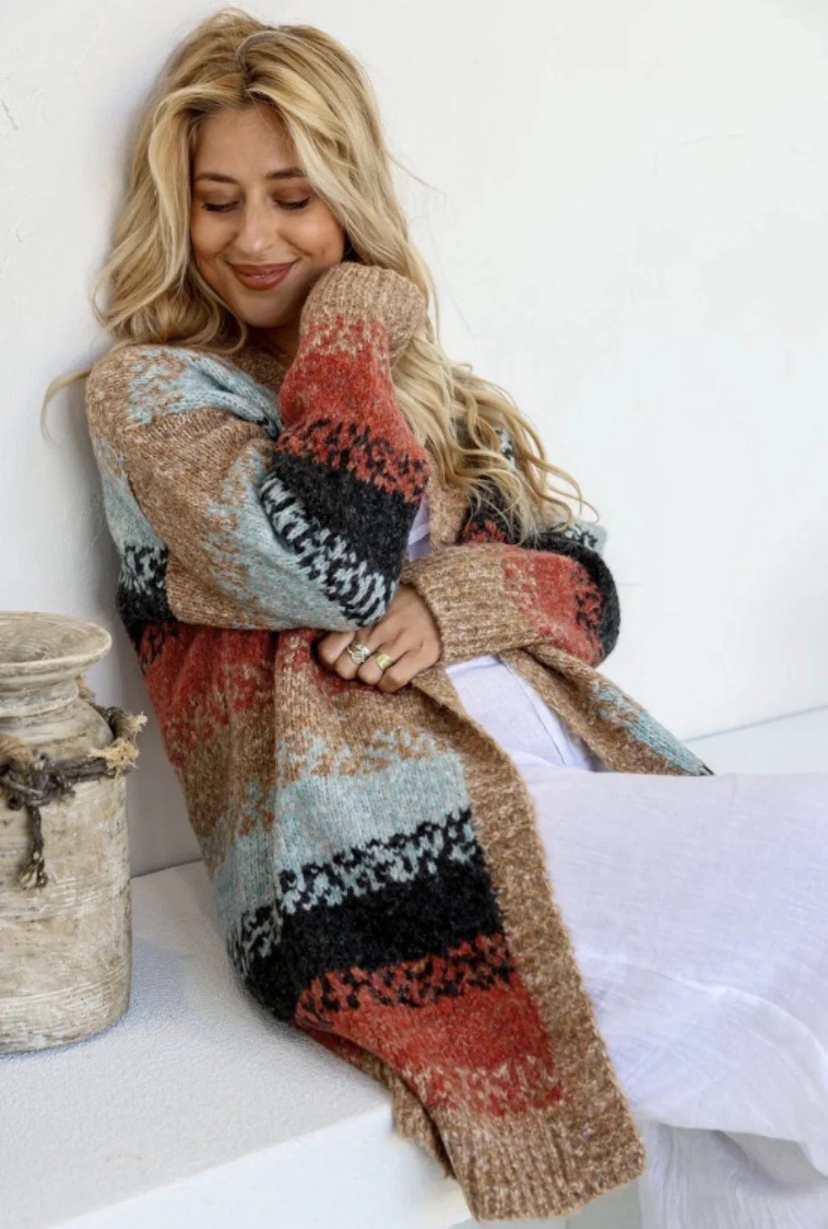 * NEW SEASON Denim Rust Knitted Cardigan (Size s/m)