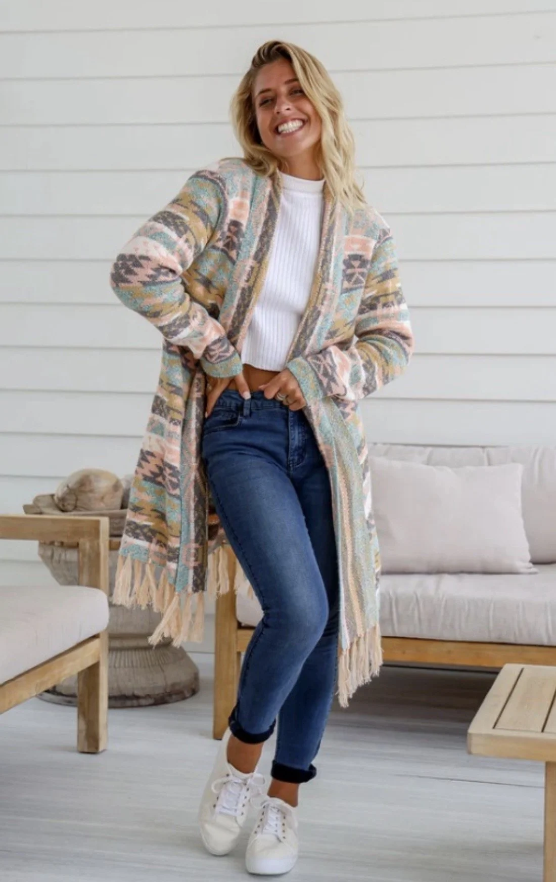 *NEW SEASON Candy Aztec Print Knit Cardigan (Size s/m)