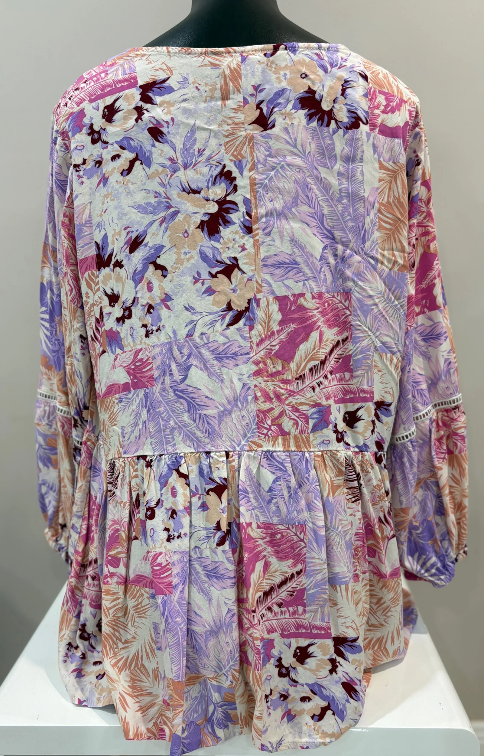 BeMe Pink Boho Floral Summer Print Top (Size 18)-Retro Glamour