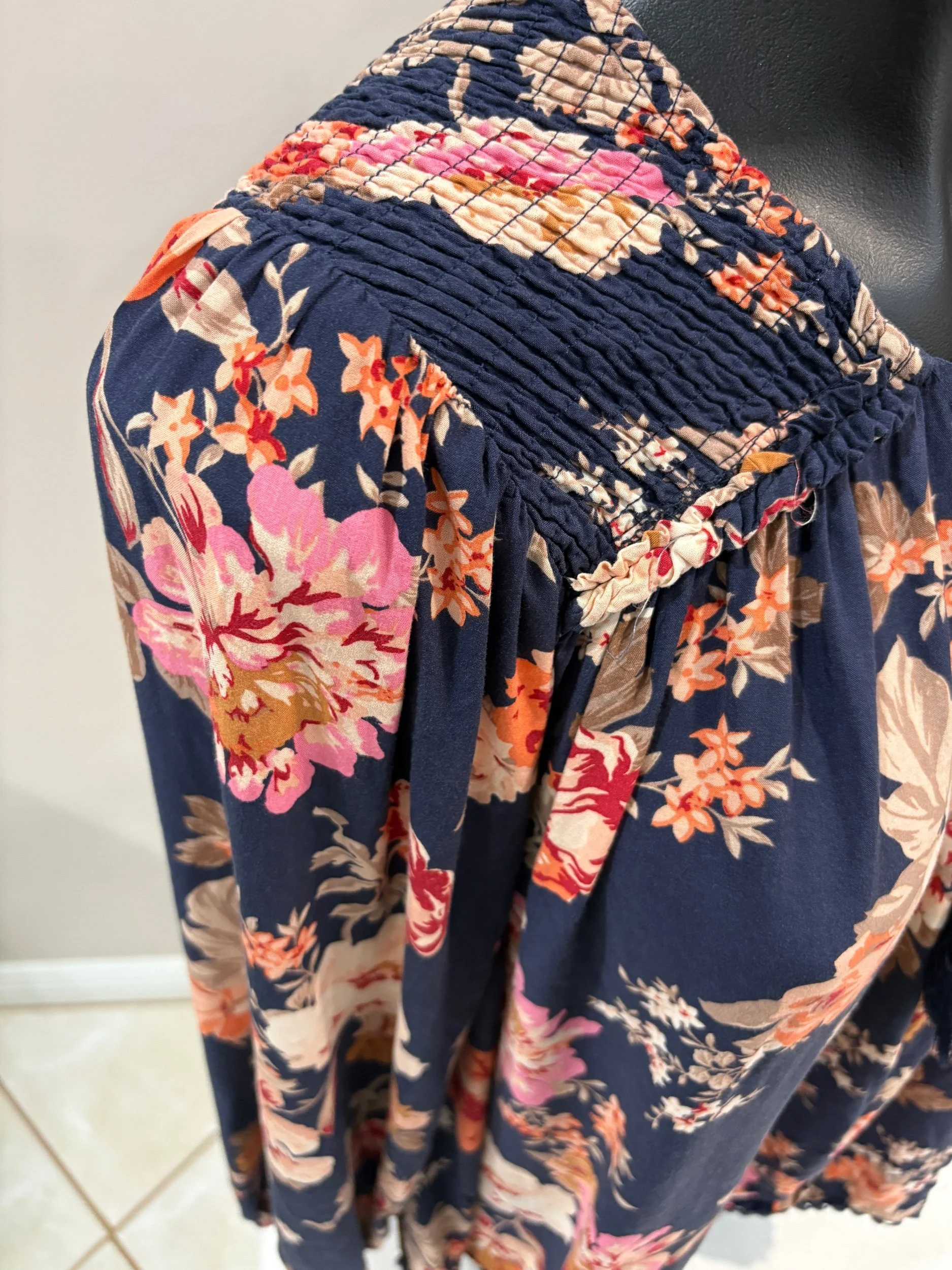 JAASE Navy Floral Long Sleeve Top (Size XS)-Retro Glamour