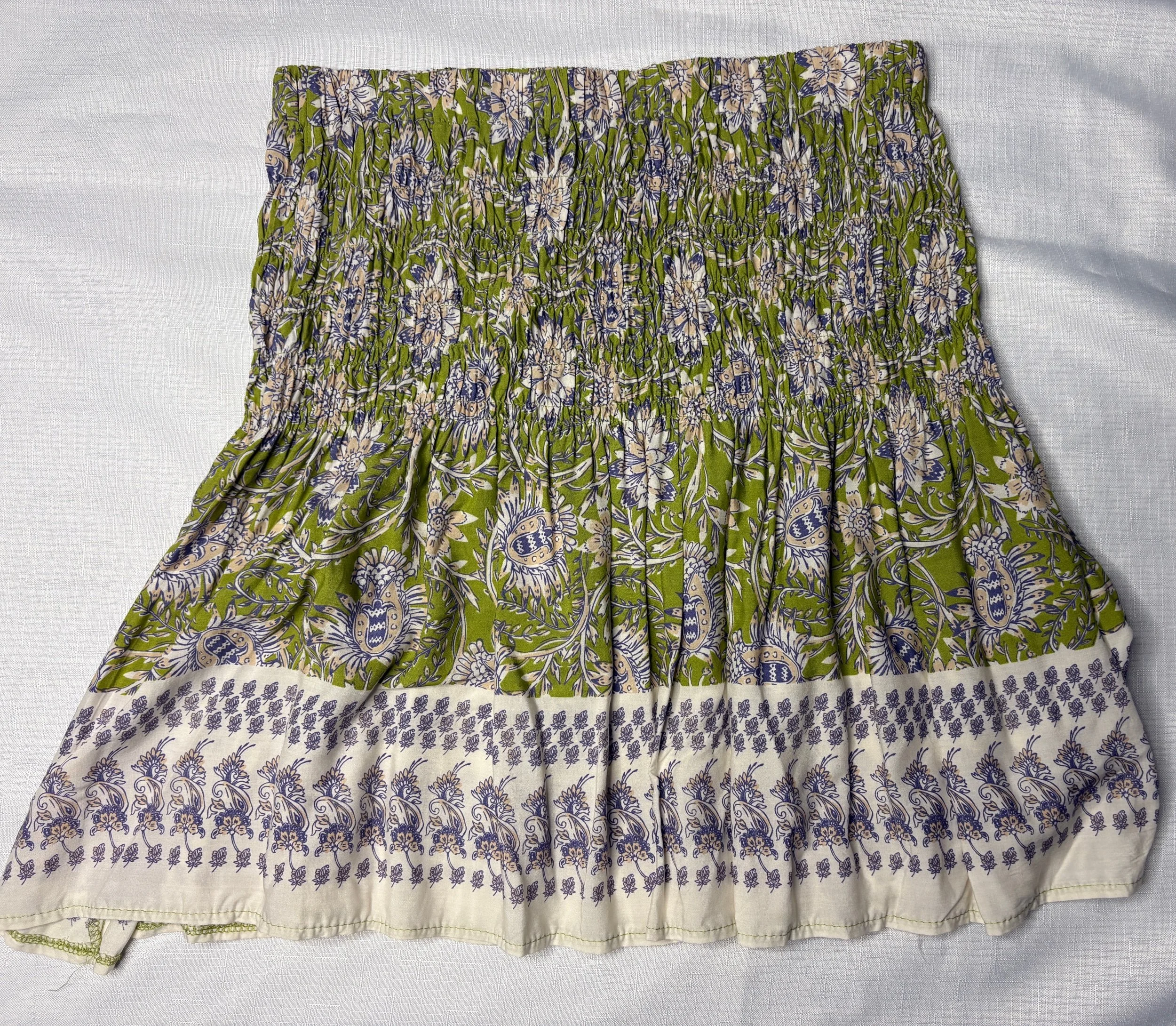 JAASE Green Shirred Elasticated Skirt (Size L)-Retro Glamour
