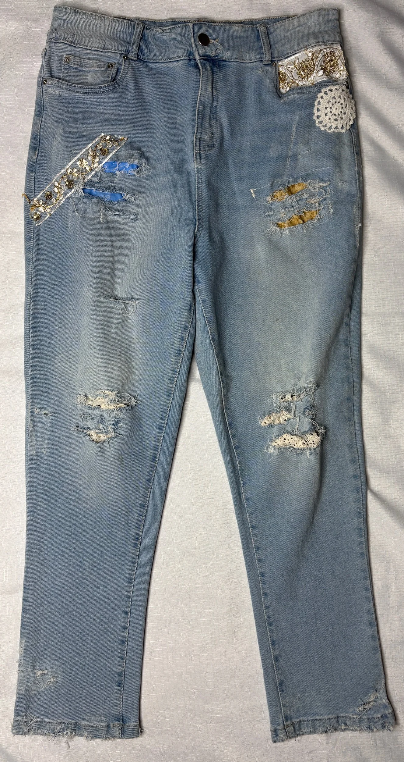 Katies Upcycled Light Denim Jeans (Size 12) Women’s Jeans | Retro Glamour