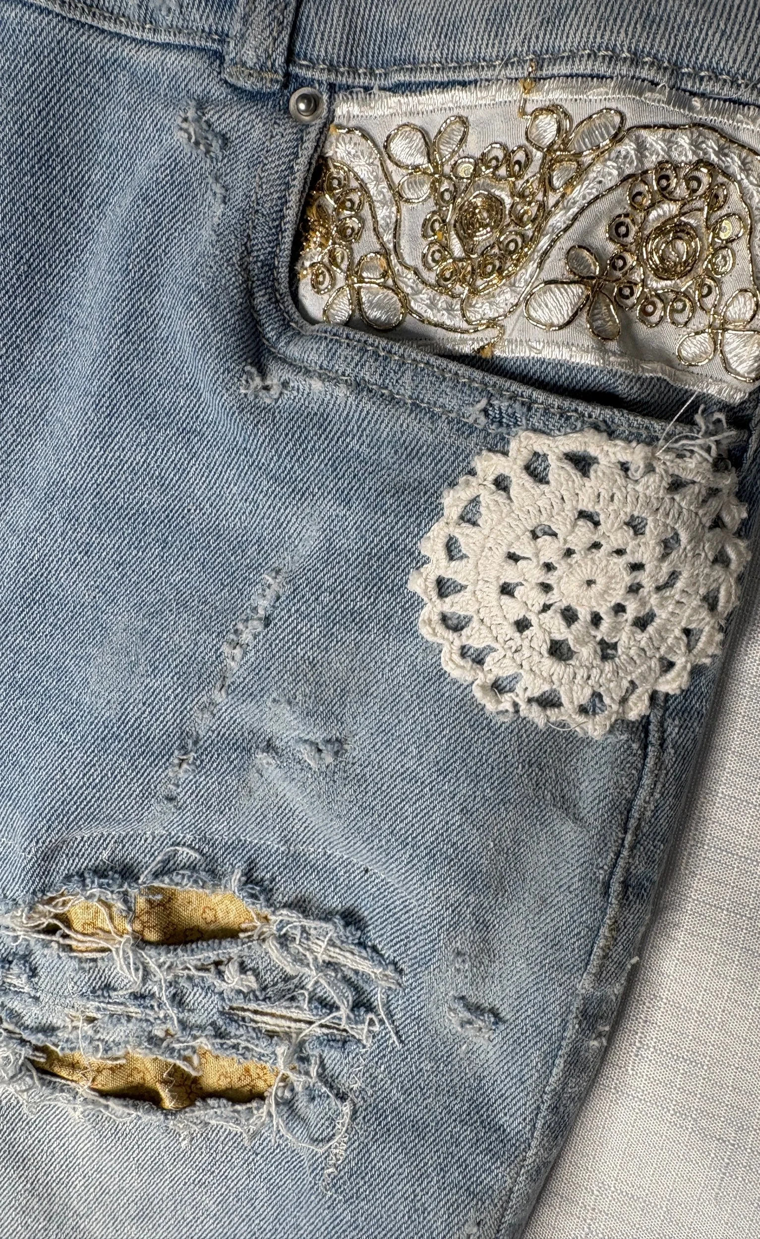 Katies Upcycled Light Denim Jeans (Size 12) Women’s Jeans | Retro Glamour