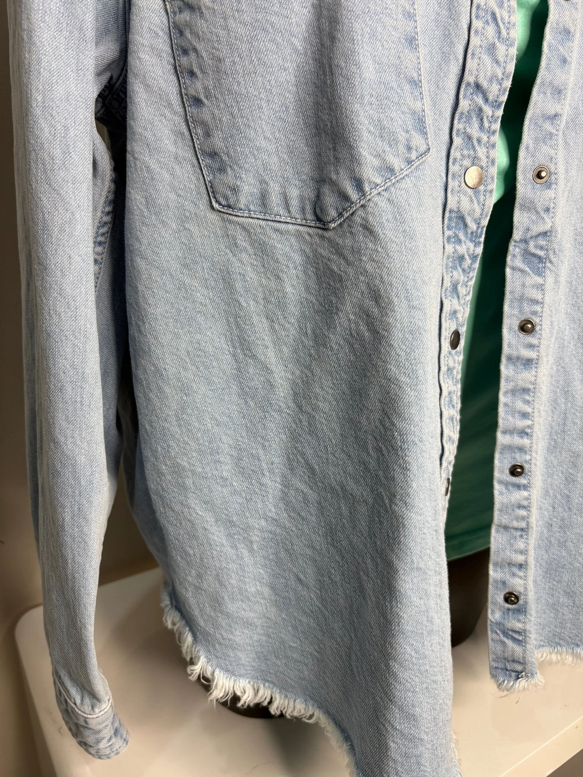 Sportsgirl Light Denim Shirt (Size 14)-Retro Glamour