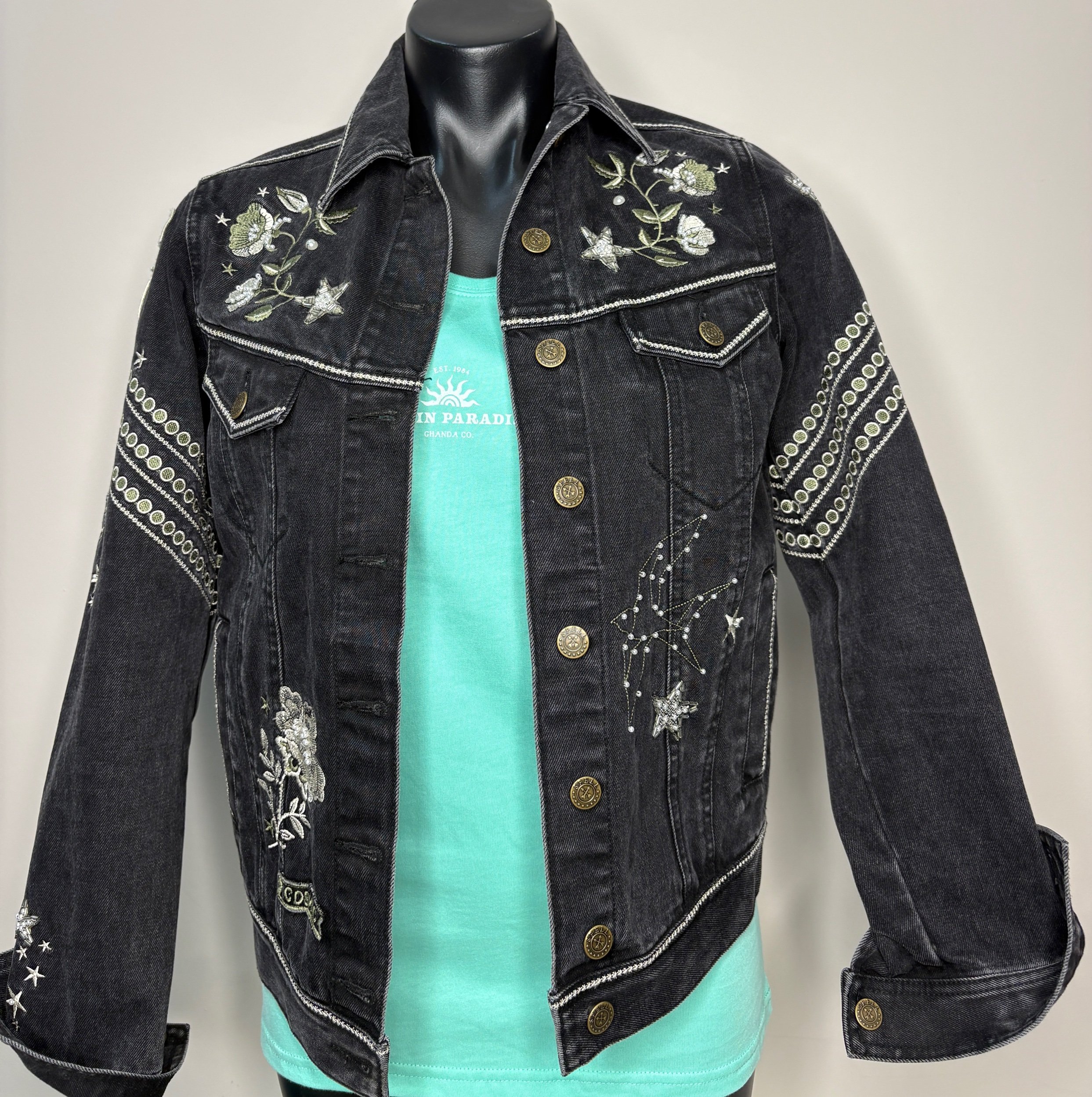 Spell & The Gyspy Collective Black Denim Start Jacket (Size XS)-Retro Glamour