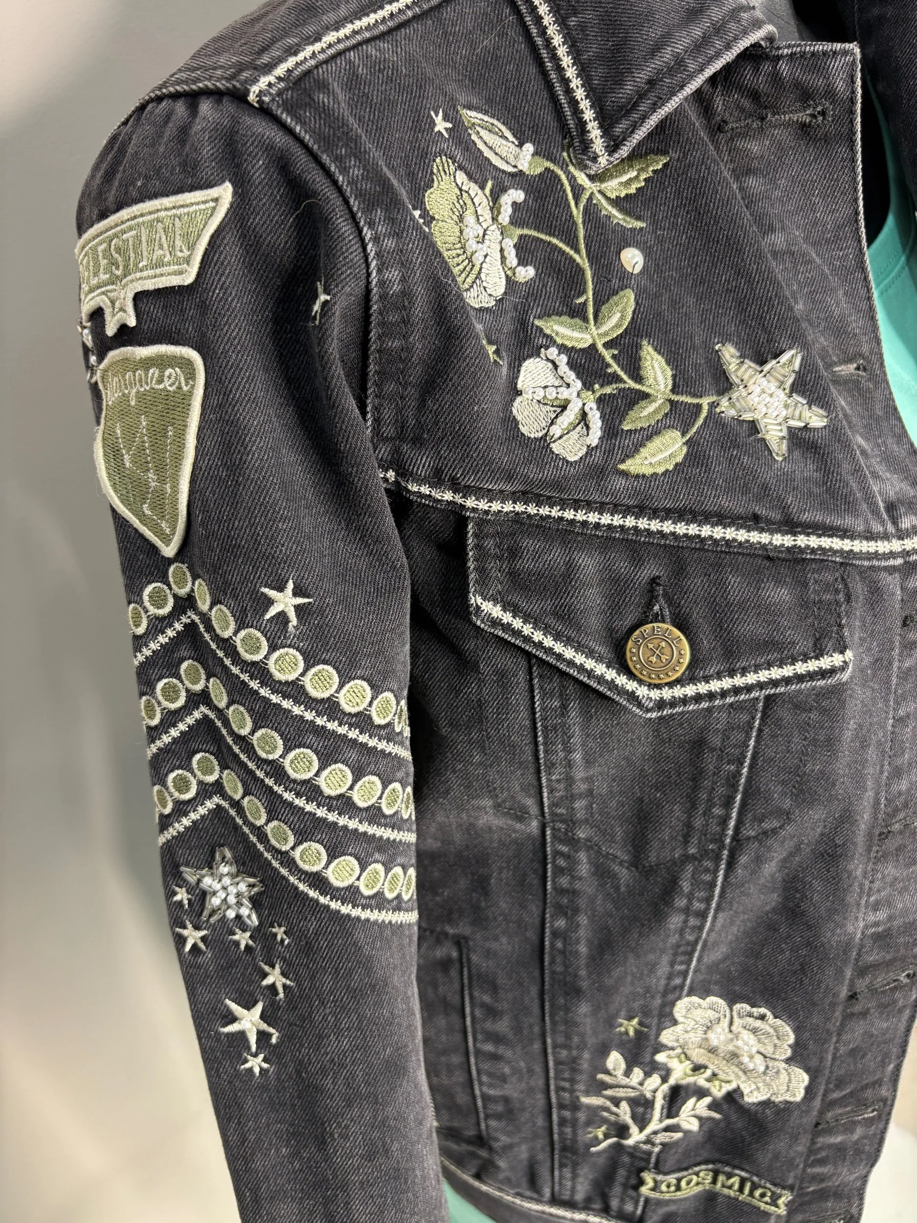 Spell & The Gyspy Collective Black Denim Start Jacket (Size XS)-Retro Glamour