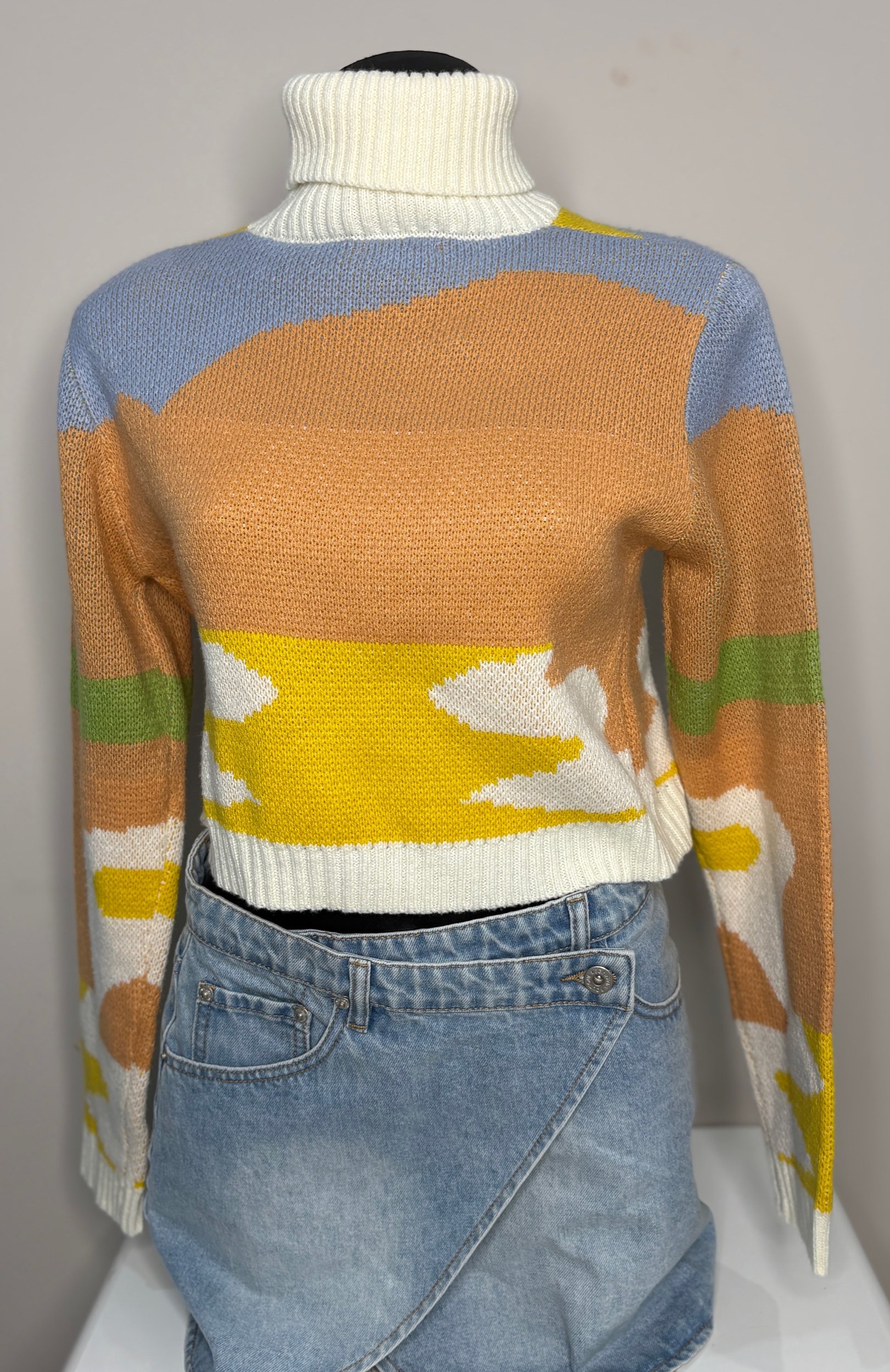 Valley girl Turtle Neck Bright Knit Jumper (Size M)-Retro Glamour