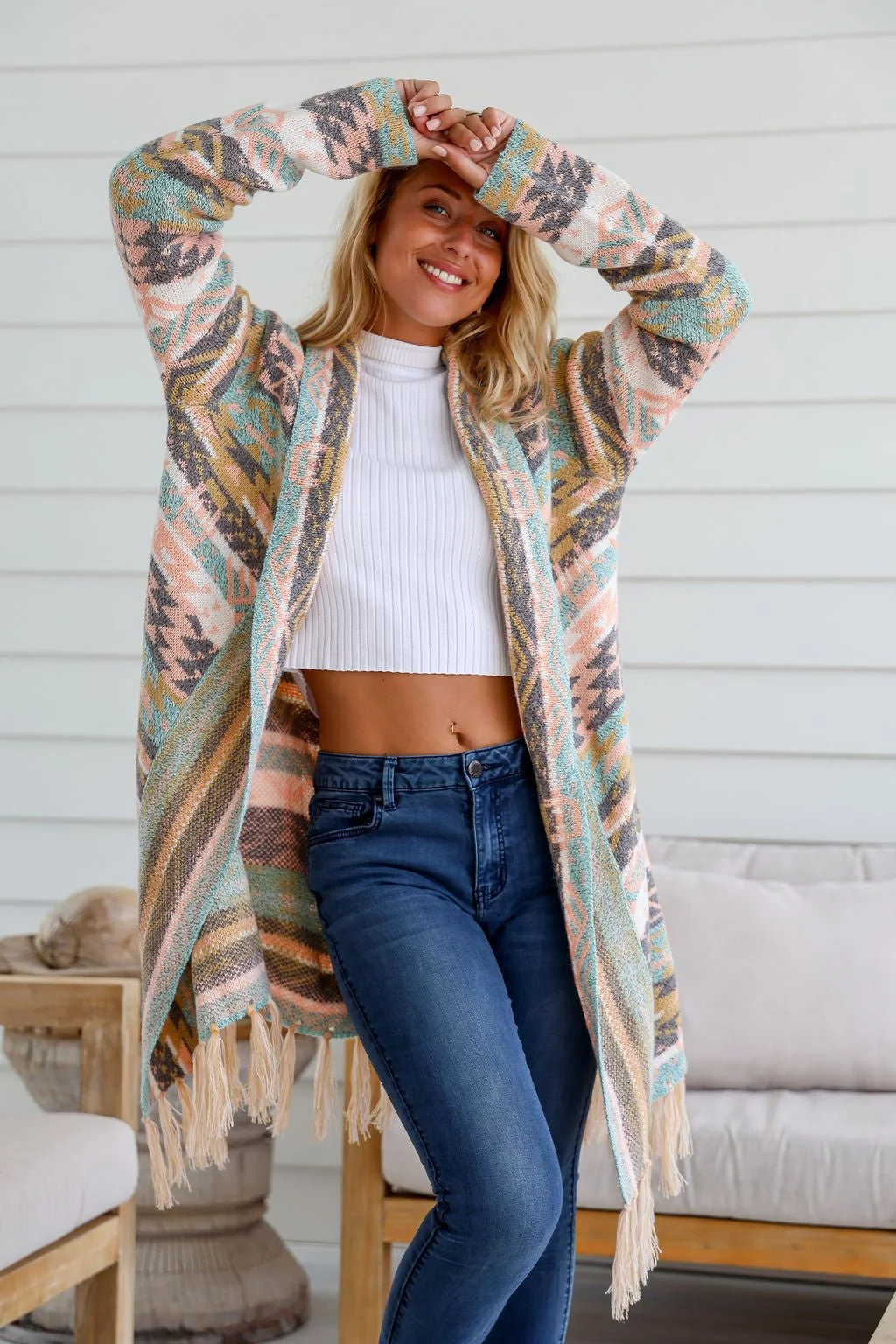 Candy Aztec Boho Print Cardigan (Size M/L)-Retro Glamour