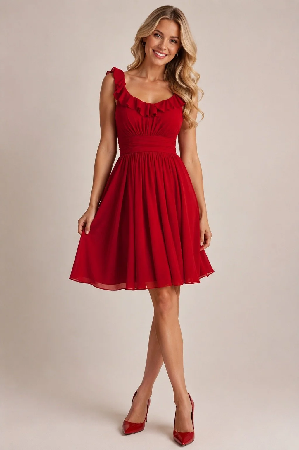 WTOO by Watters & Watters Red Formal Dress ( SIZE 4)-Retro Glamour