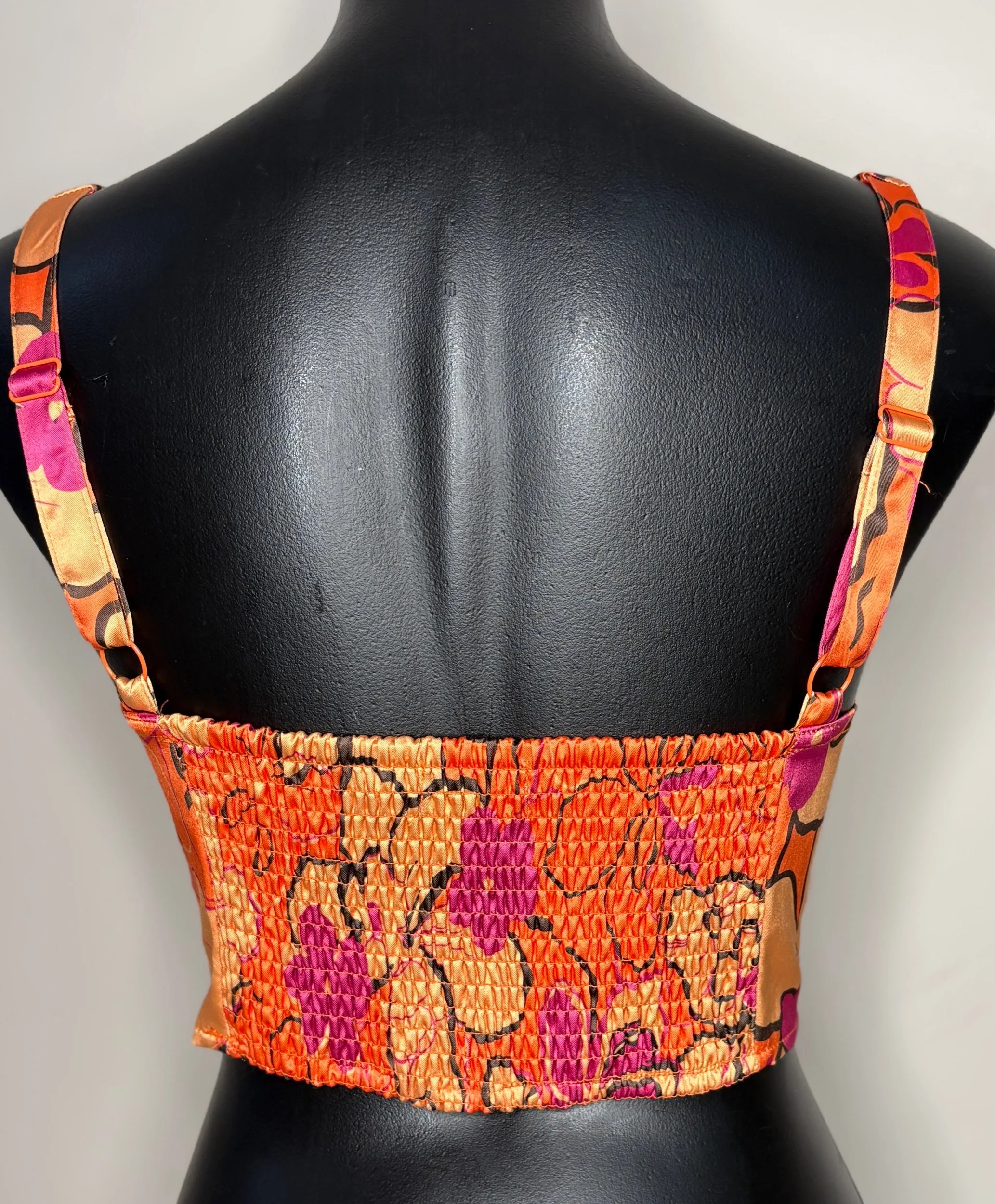 Glassons Orange /Pink Corset Top (Size 8)- Retro Glamour
