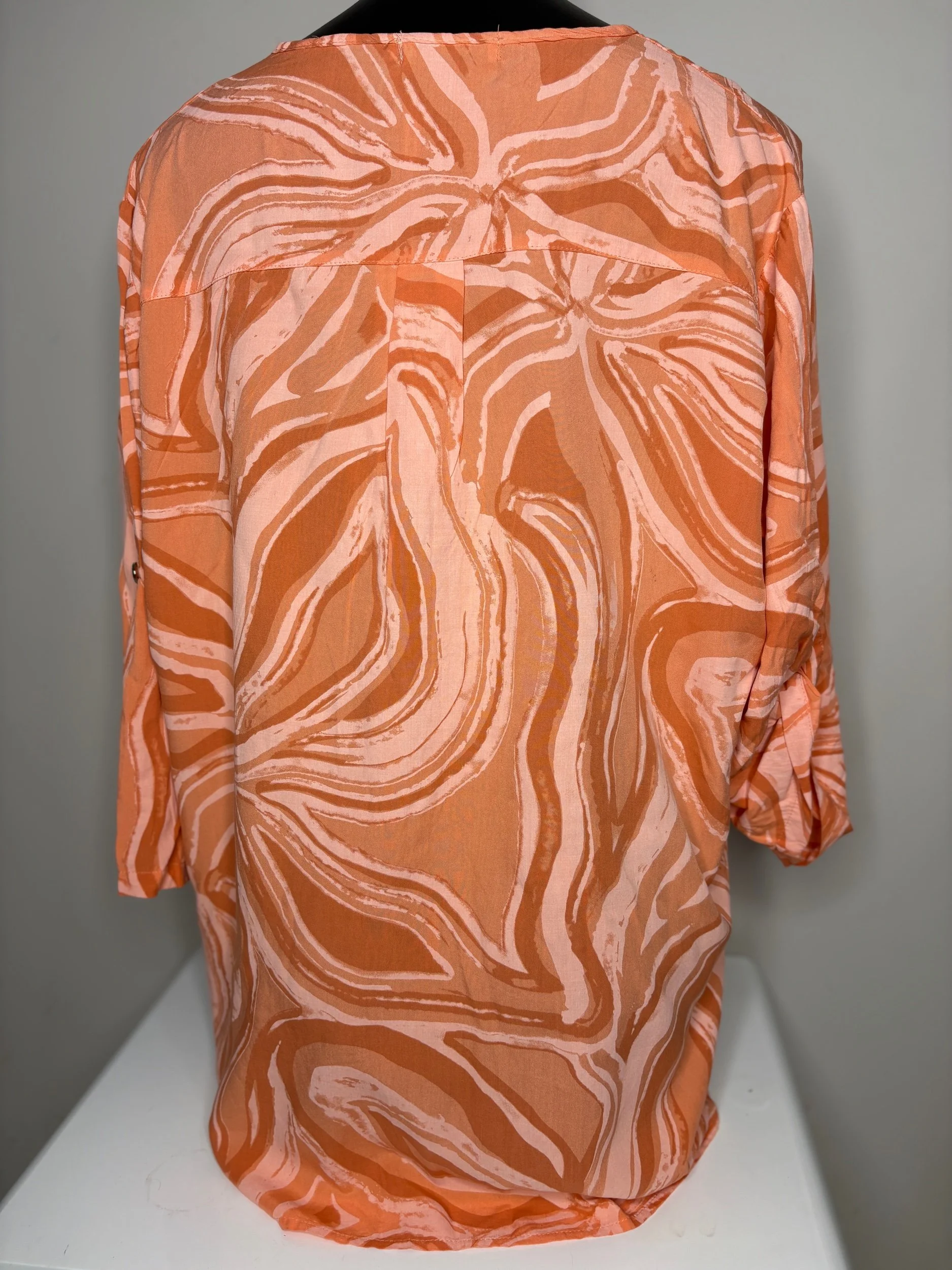 Whispers Orange Swirl Top (Size M)- Retro Glamour