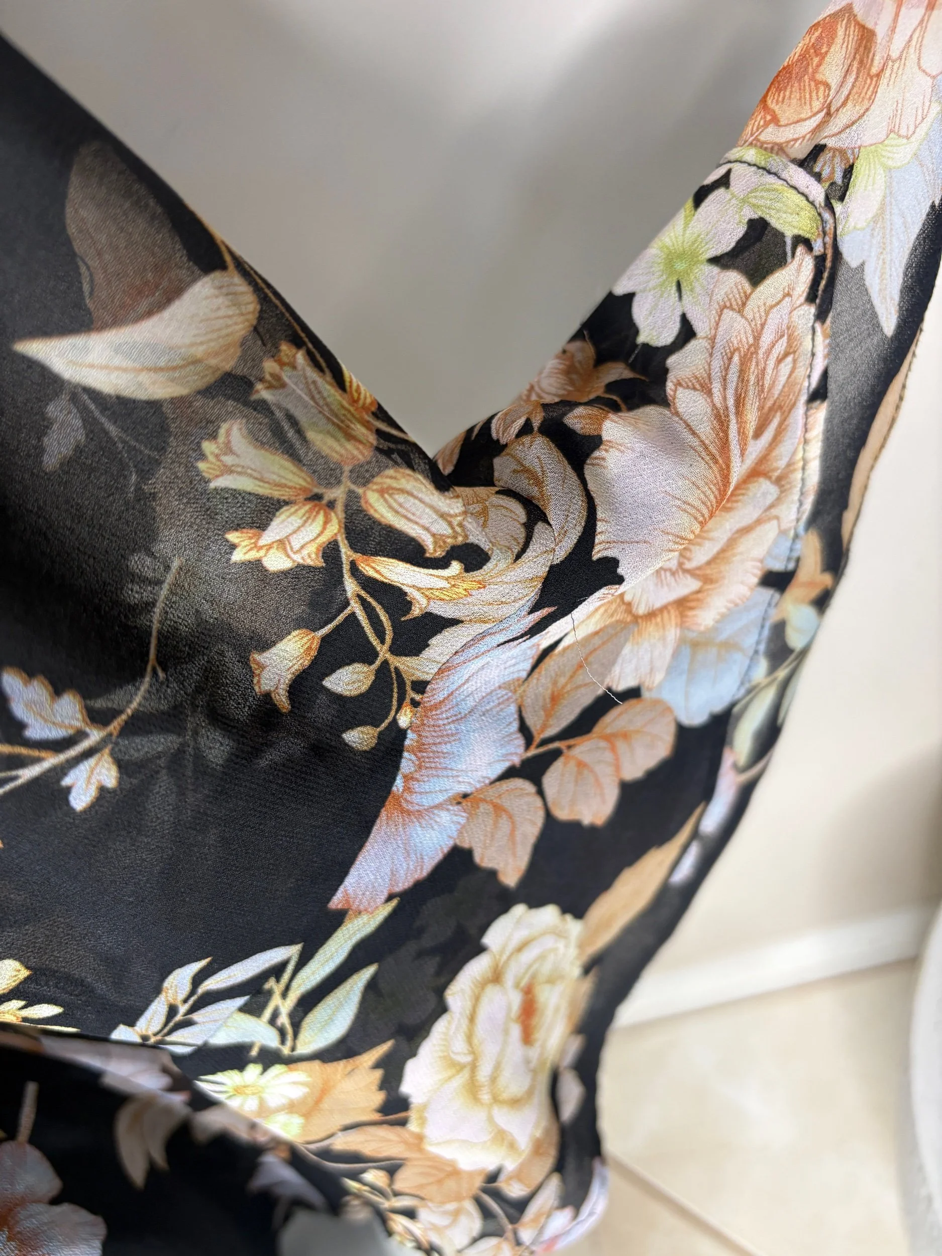 City Chic Black Sheer Floral Wrap top (size XS)- Retro Glamour