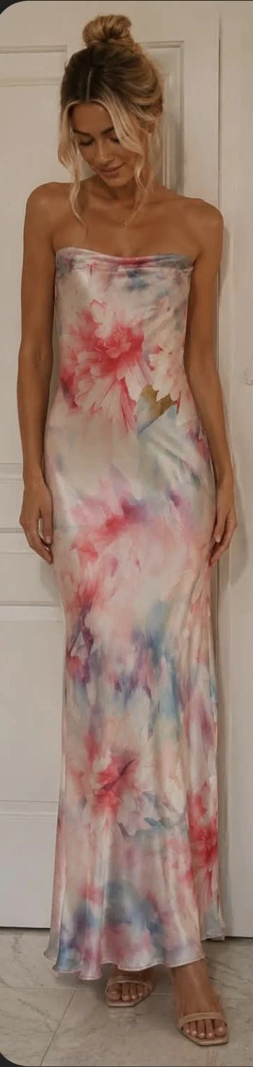 GIGI & ELLA  Pink Marble Floral Dress (Size10)- Retro Glamour