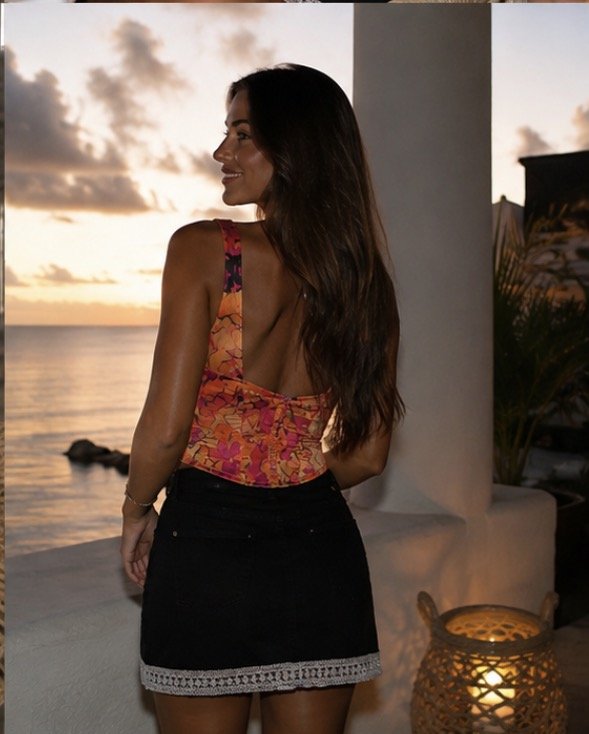 Glassons Orange /Pink Corset Top (Size 8)- Retro Glamour.jpeg