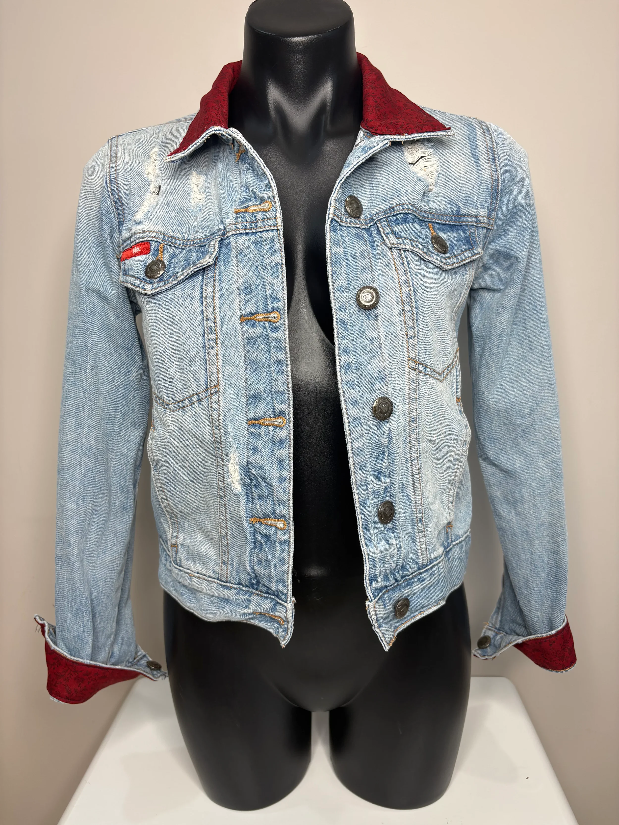 Light Wash Lee Cooper Upcycled Denim Jacket (Sz 8)