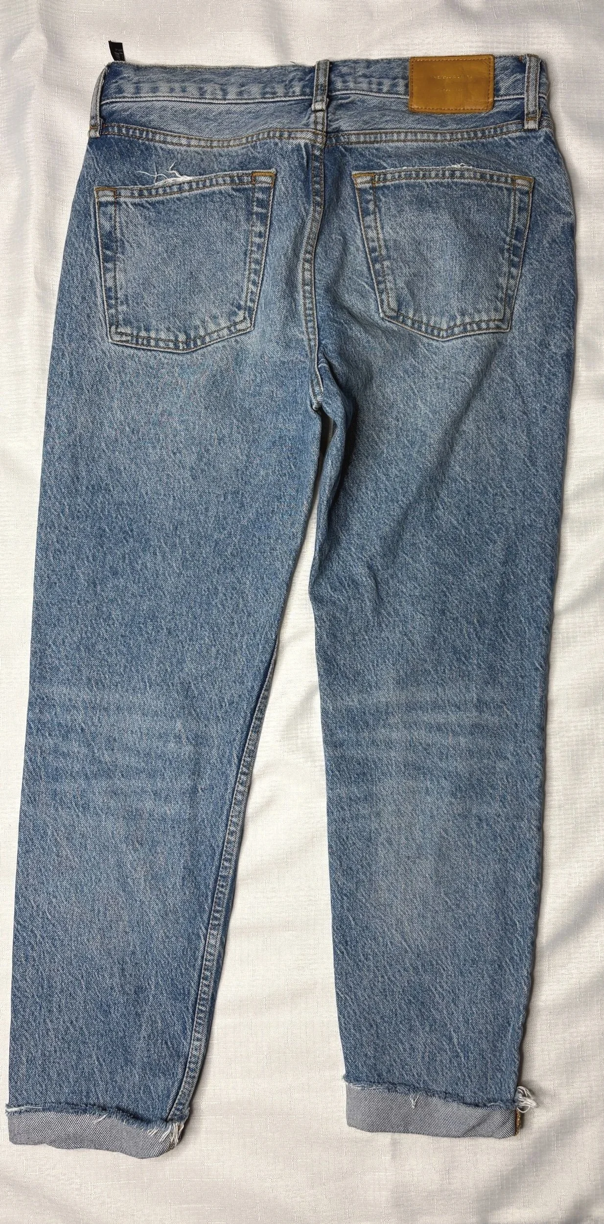 ZARA Medium Acid Wash Frayed Denim Jeans (Size 10)-Retro Glamour
