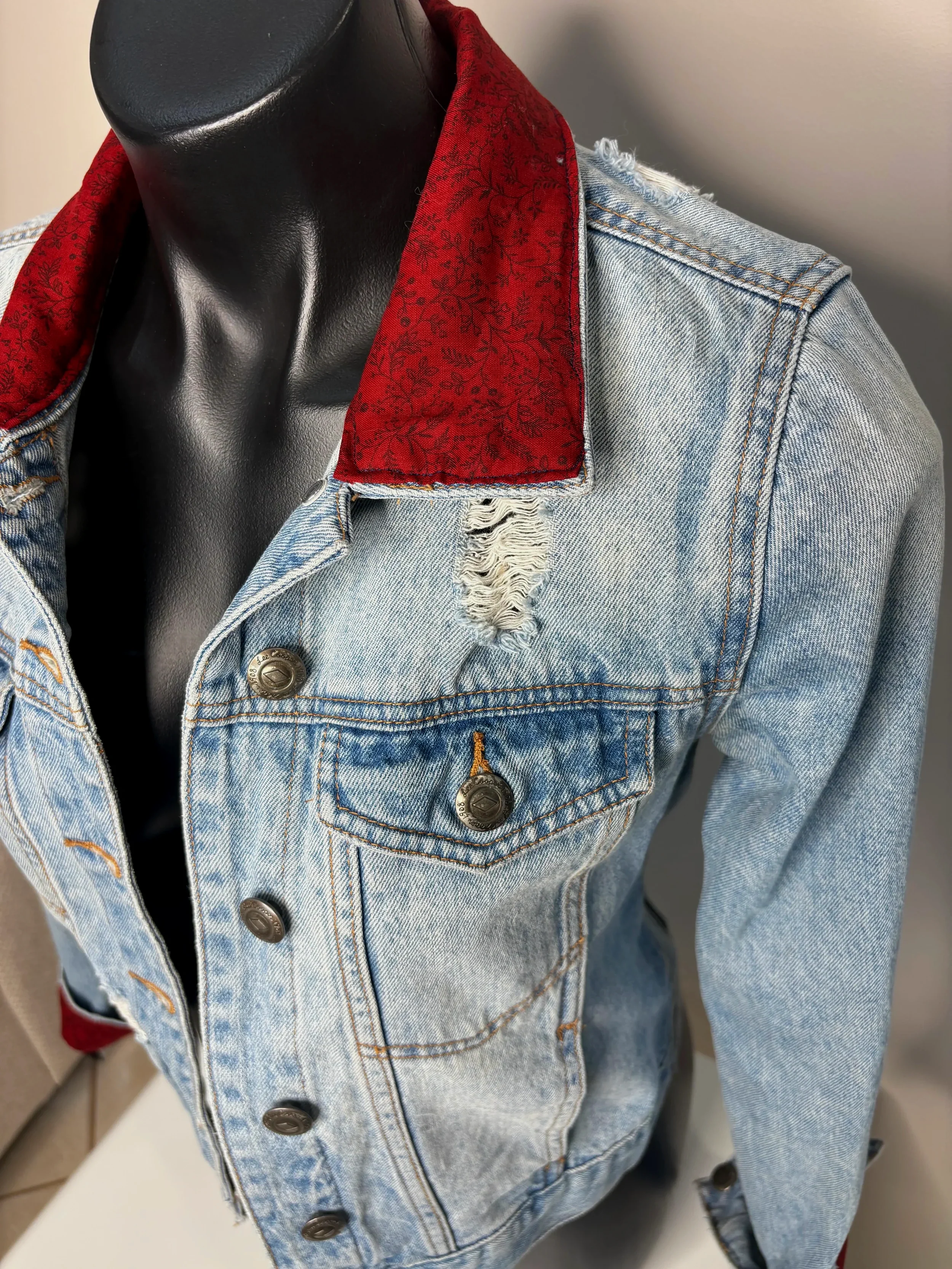 Lee Cooper Light Wash Upcycled Denim Jacket (Sz 8)-Retro Glamour