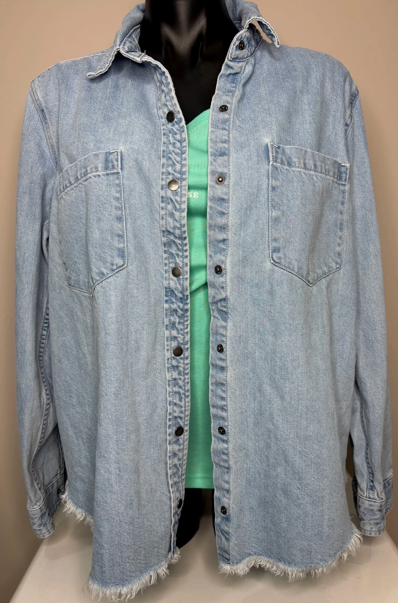 Sportsgirl Light Denim Shirt (Size 14)-Retro Glamour