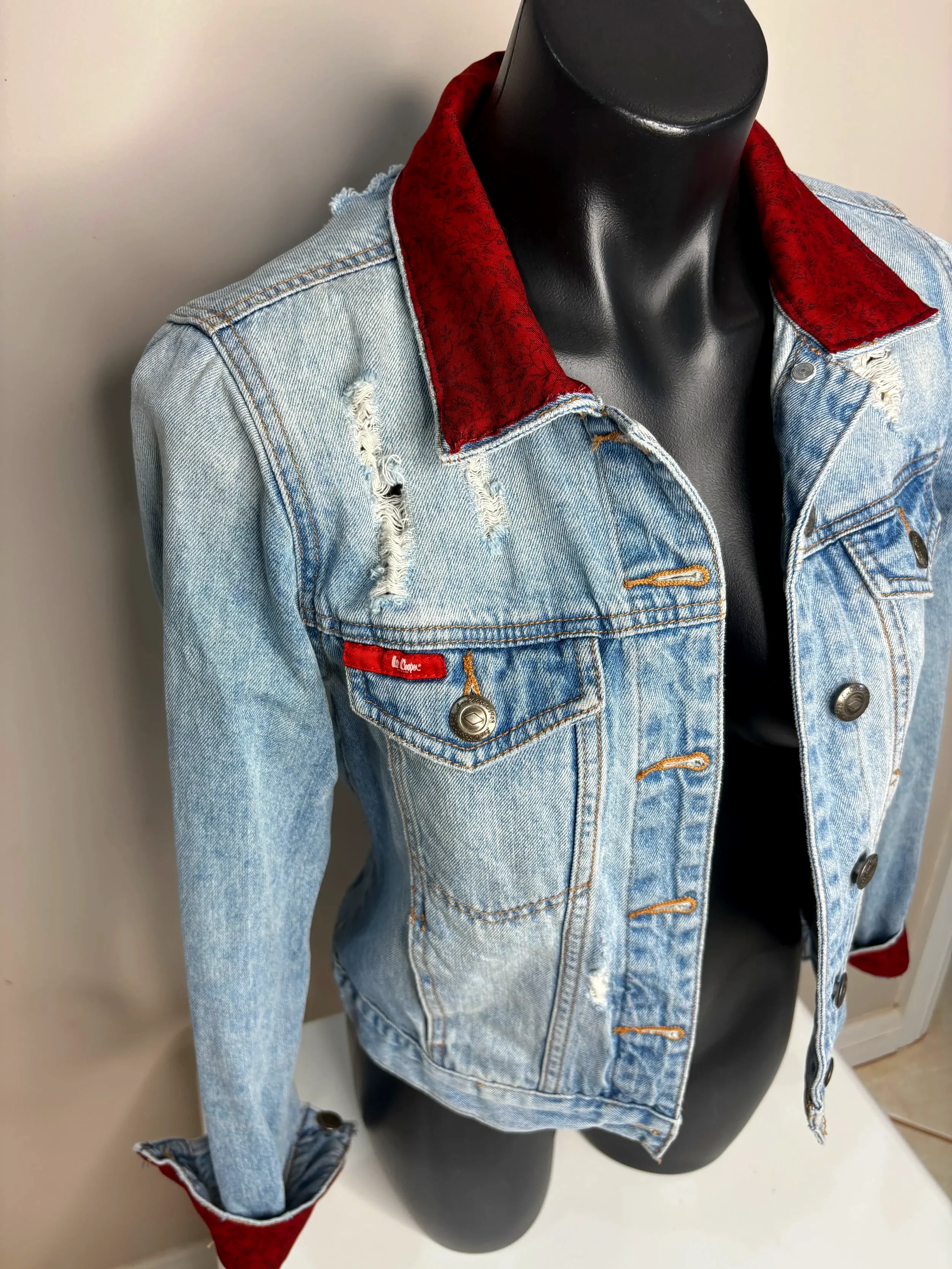 Lee Cooper Light Wash Upcycled Denim Jacket (Sz 8)-Retro Glamour