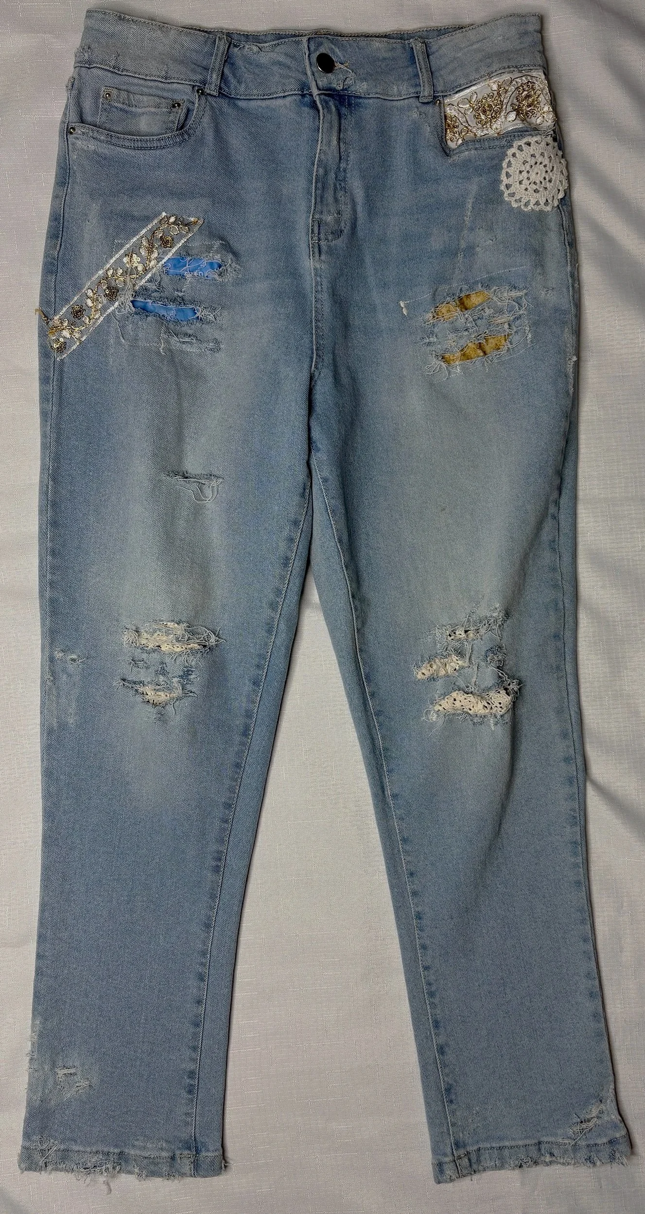 Katies Upcycled Light Denim Jeans (Size 12) Women’s Jeans | Retro Glamour