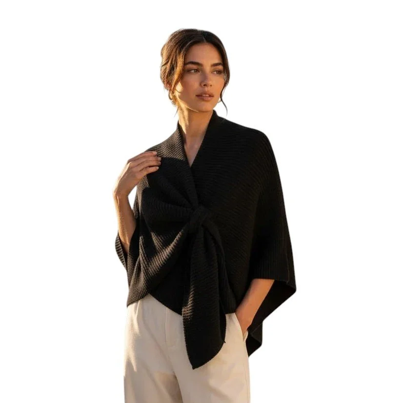 Free Spirit Black Knit Wrap NEW One Size
