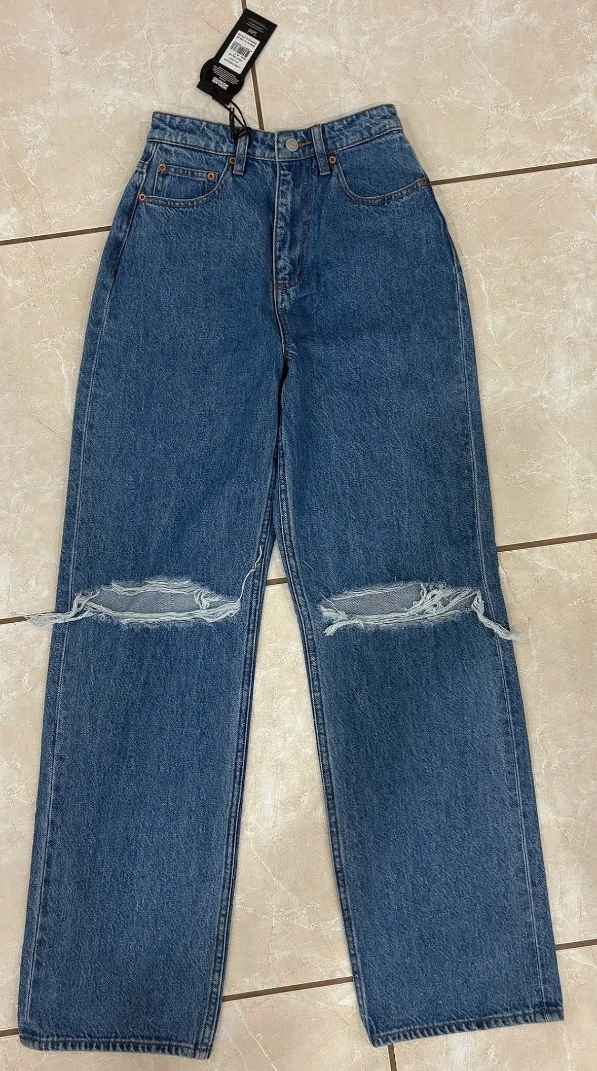 Lee High Baggy Distressed Relaxed Straight leg Jean -(Size 10 )-Retro Glamour