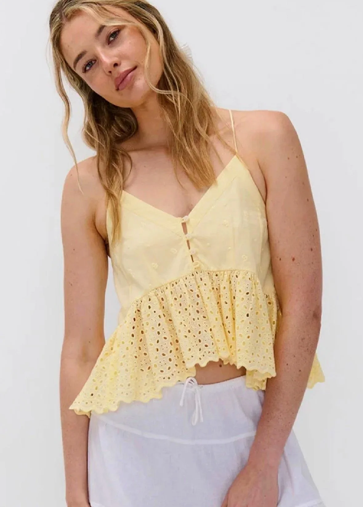 Ghanda  'Aimee' Lace Peplum Tunic (Size S) - Retro Glamour