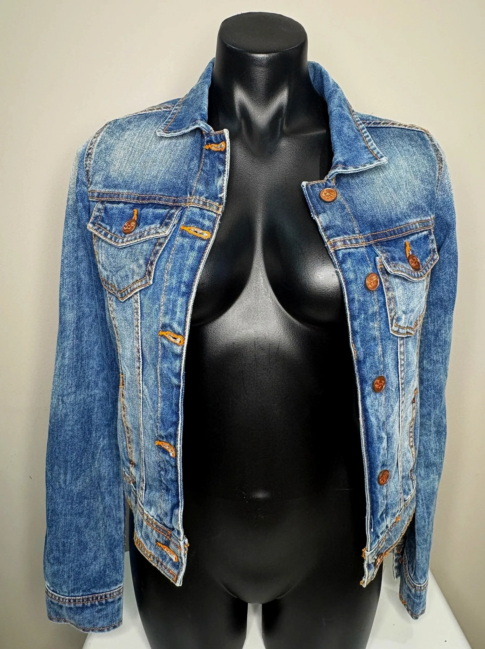 ZARA Premium Wash Dark Denim Jacket (Size L/8)-Retro Glamour