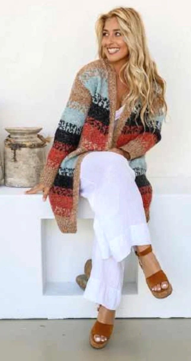 Denim Rust Knitted Cardigan (Size M/L)-Retro Glamour