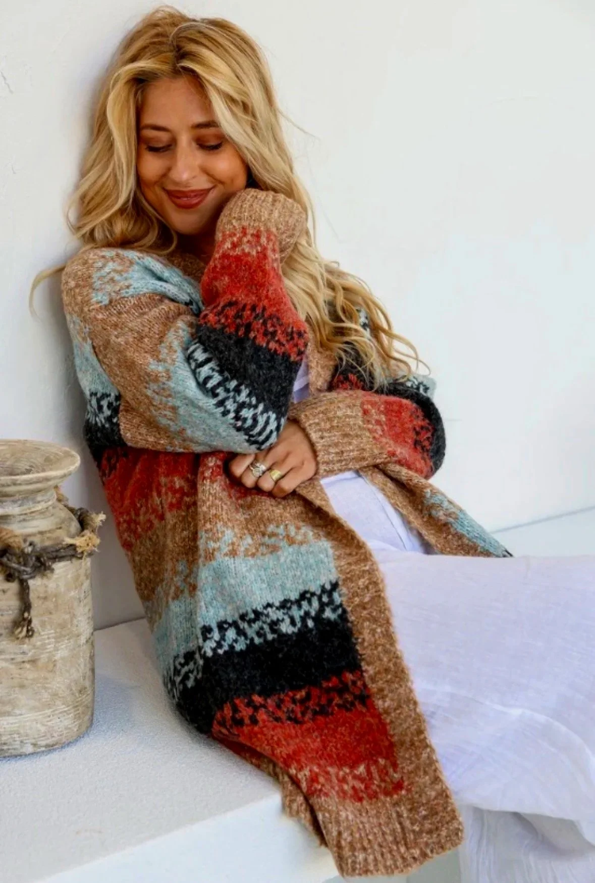 Denim Rust Knitted Cardigan (Size s/m)-Retro Glamour