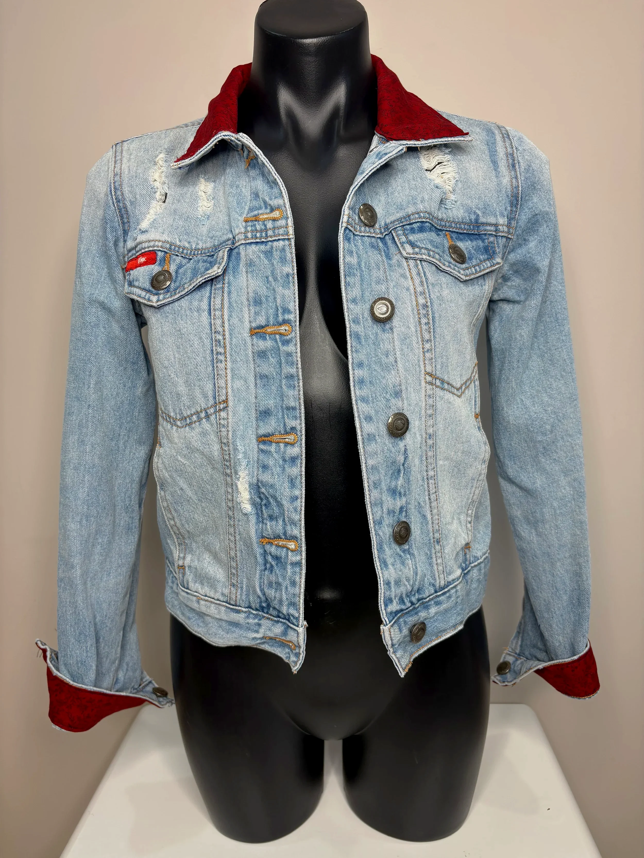 Lee Cooper Light Wash Upcycled Denim Jacket (Sz 8)-Retro Glamour